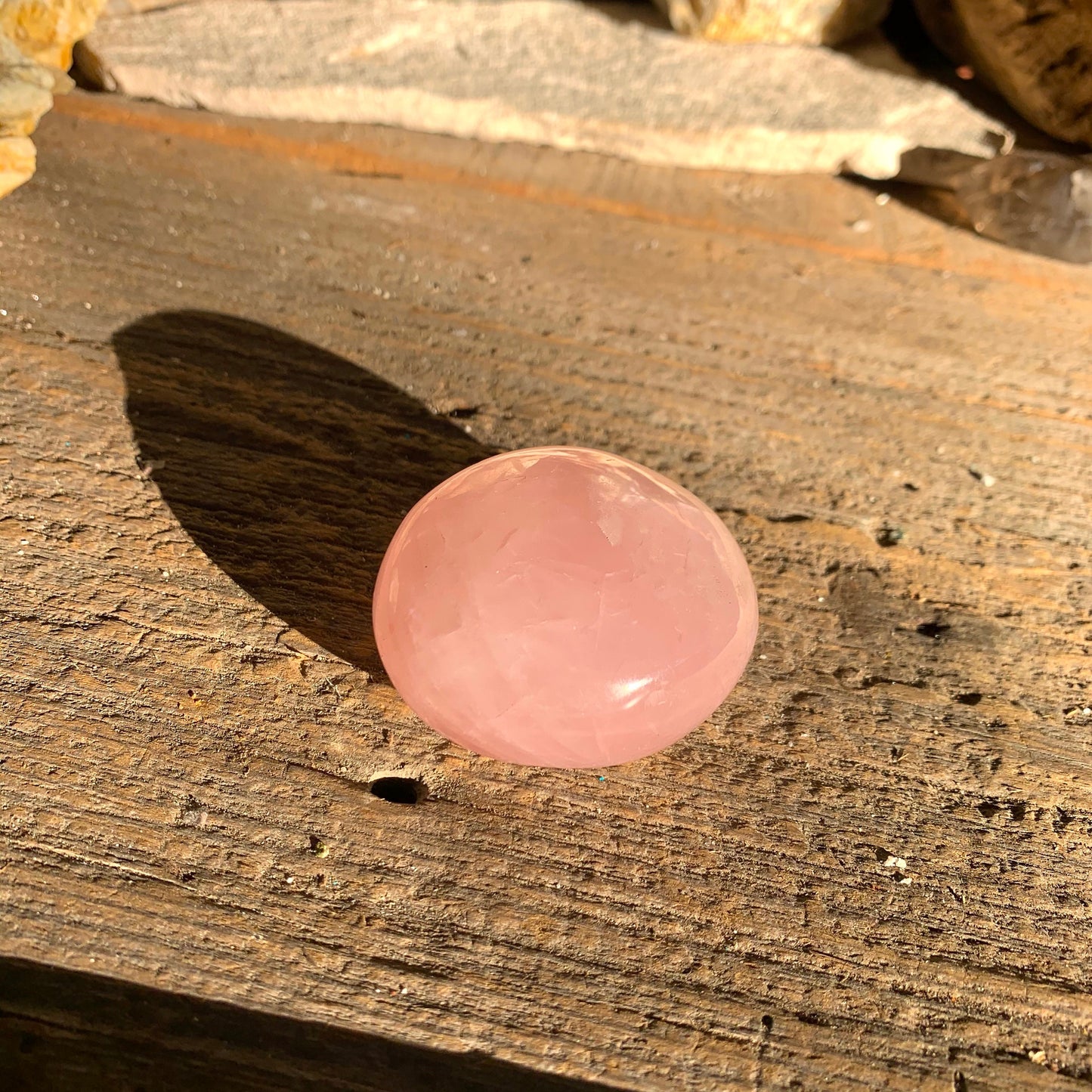 Polished Rose Quartz Palm Stone From Madagascar 128g Specimen