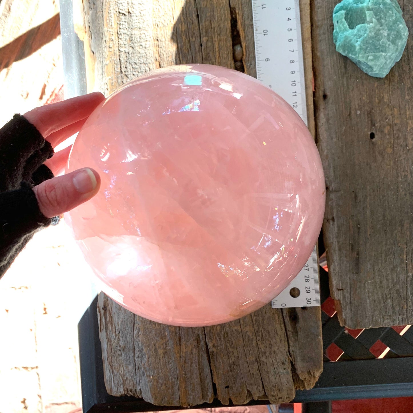 Very Large Polished Rose Quartz Sphere From Brazil 7" 178mm. 18lb 4.7oz 8.29kg with Wood Stand