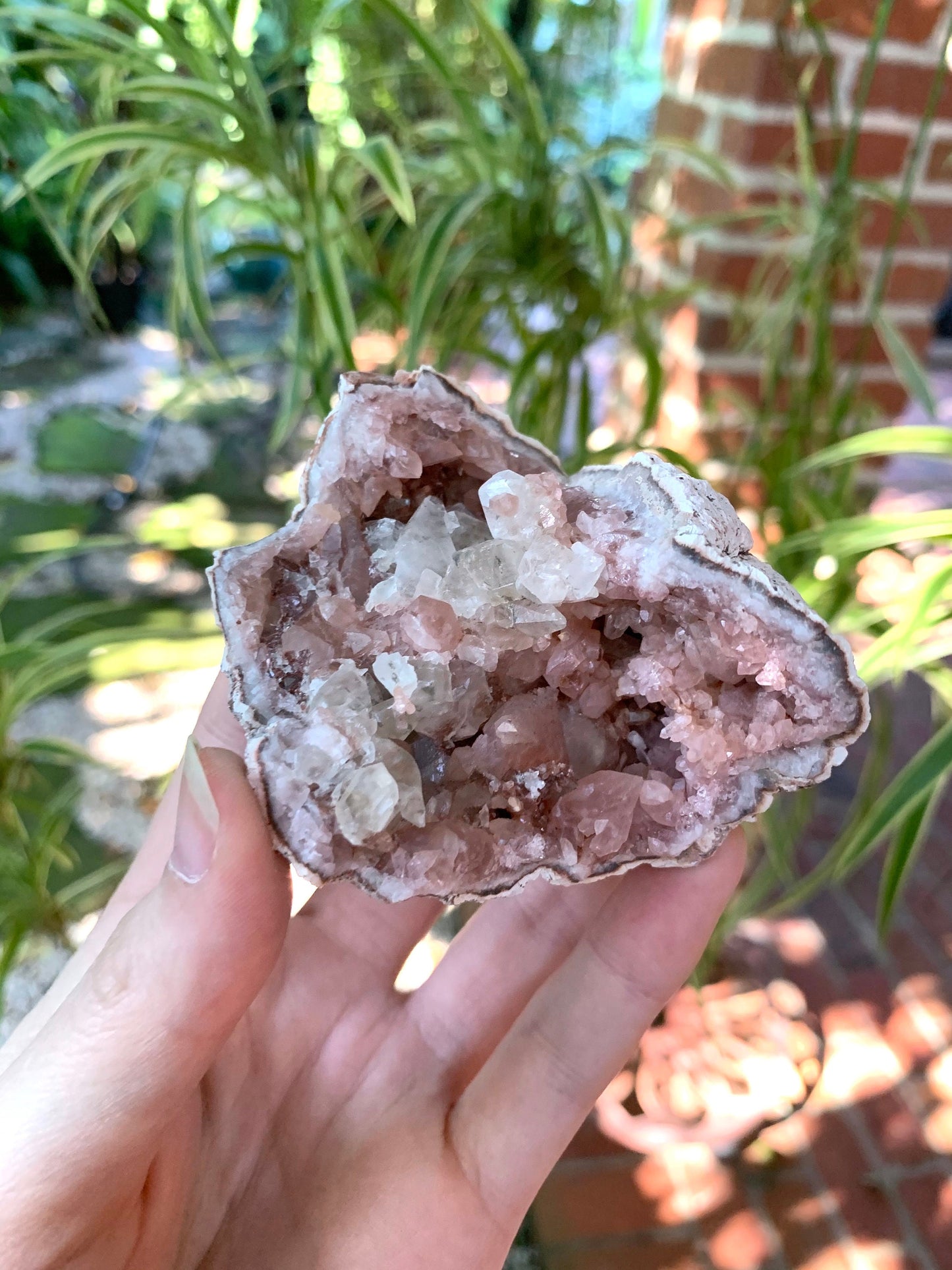 Beautiful Rare Pink Amethyst With Calcite Specimen Geode, From Patagonia 132.6g