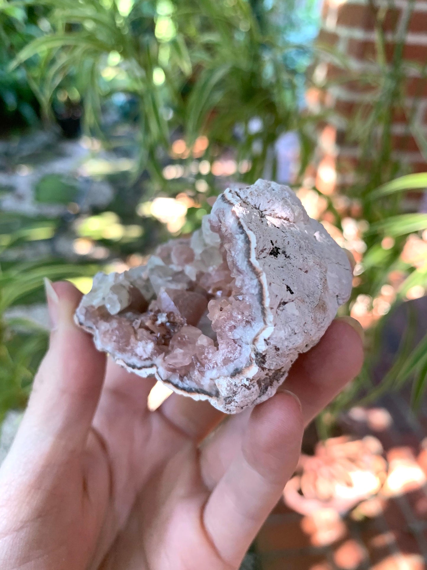 Beautiful Rare Pink Amethyst With Calcite Specimen Geode, From Patagonia 132.6g