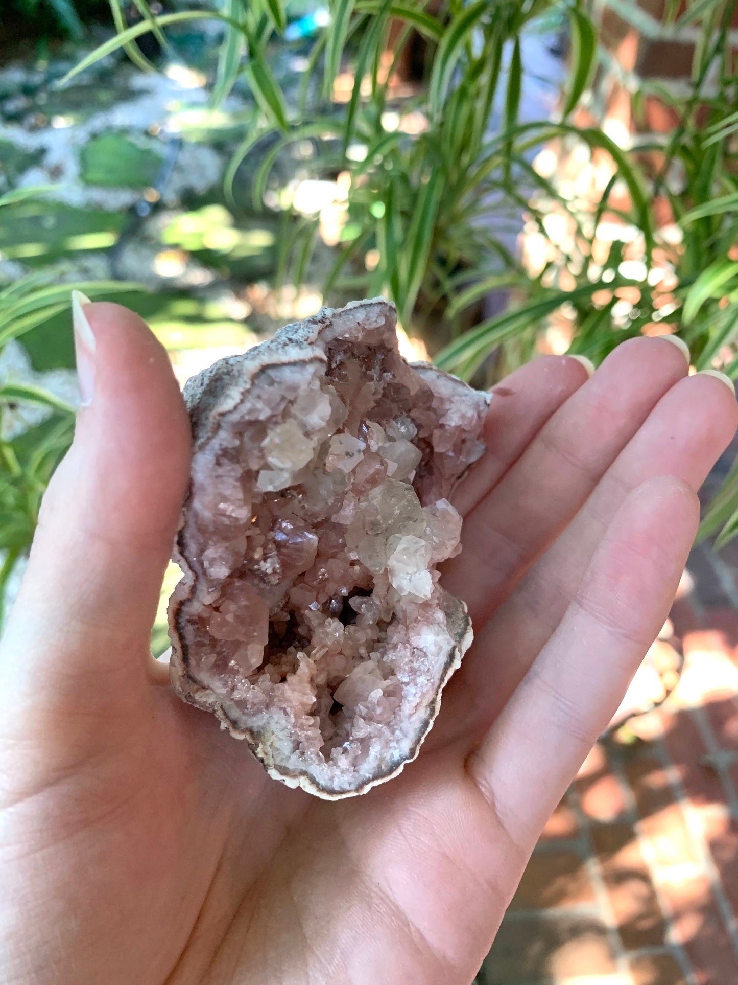 Beautiful Rare Pink Amethyst With Calcite Specimen Geode, From Patagonia 132.6g