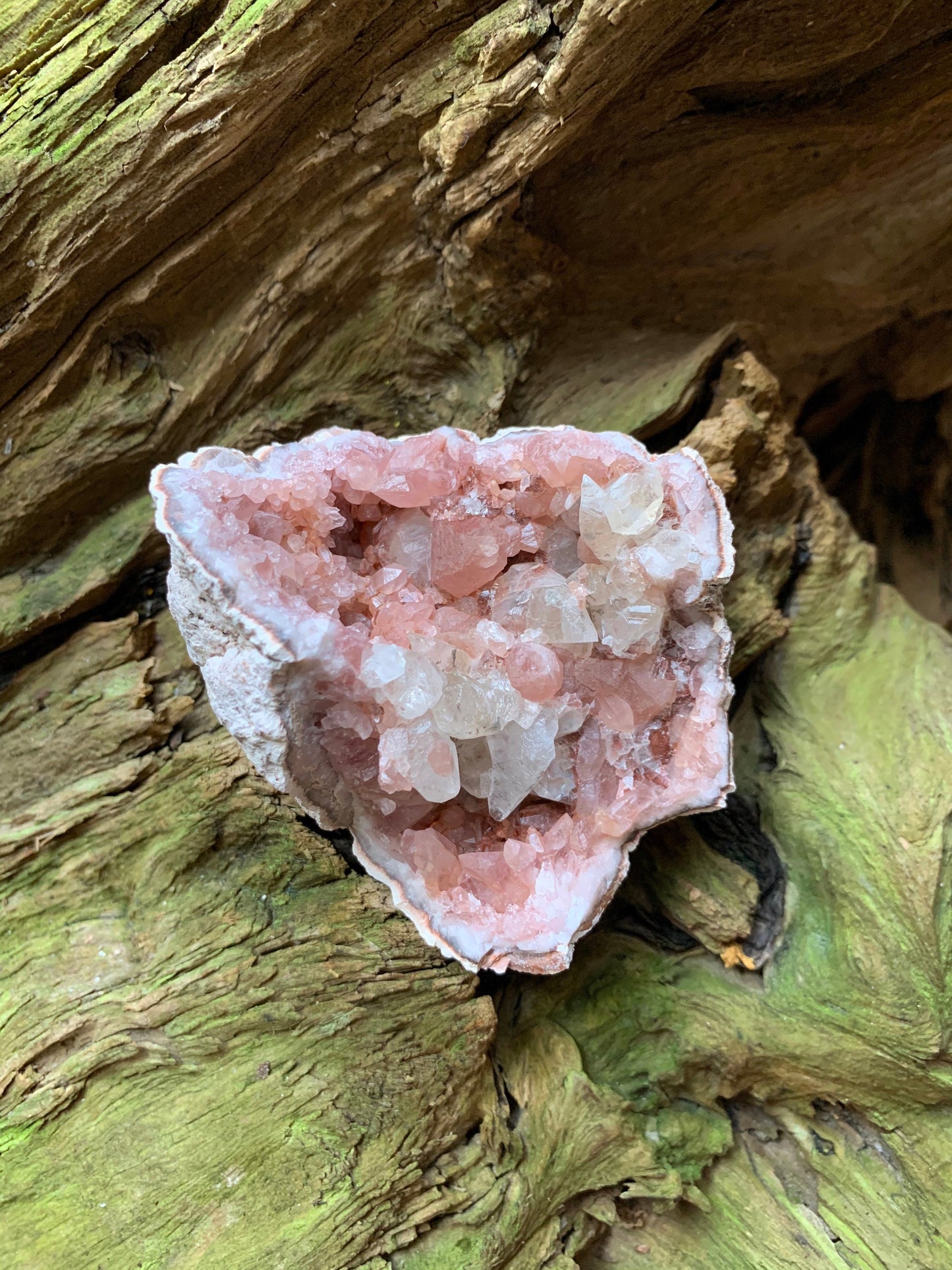 Beautiful Rare Pink Amethyst With Calcite Specimen Geode, From Patagonia 132.6g