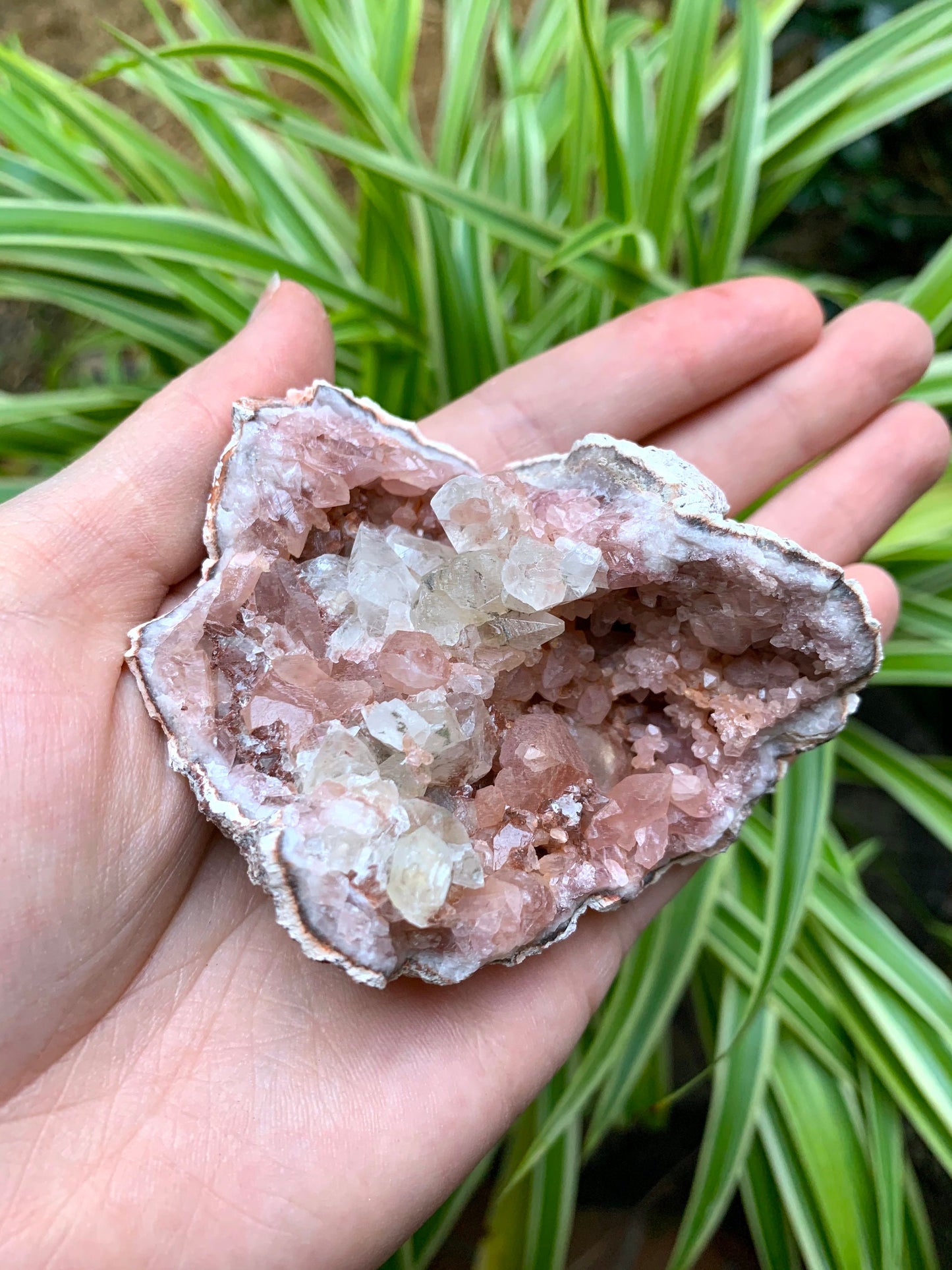 Beautiful Rare Pink Amethyst With Calcite Specimen Geode, From Patagonia 132.6g