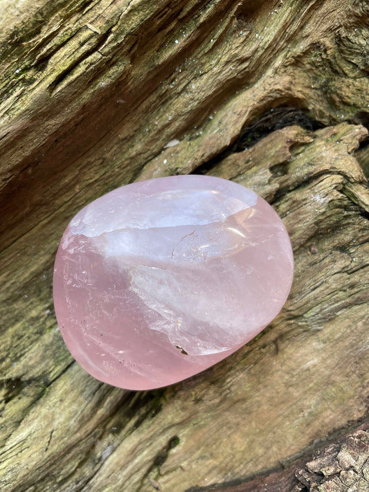 Polished Rose Quartz Palm Stone From Madagascar 253.6g Specimen