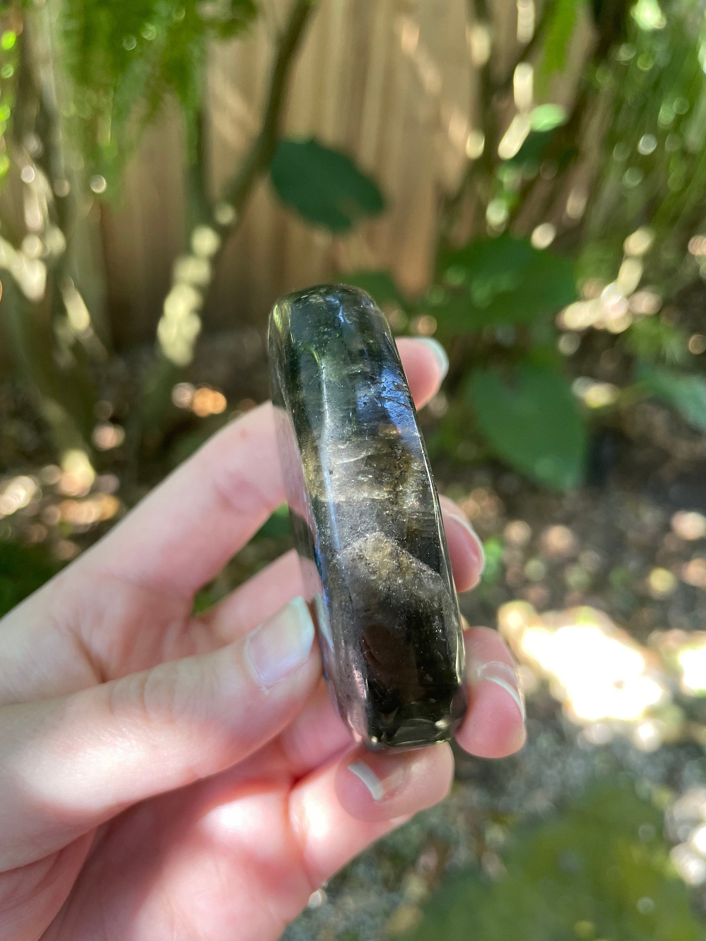 Polished Labradorite Palm Stone Specimen 126.9g Great Flash