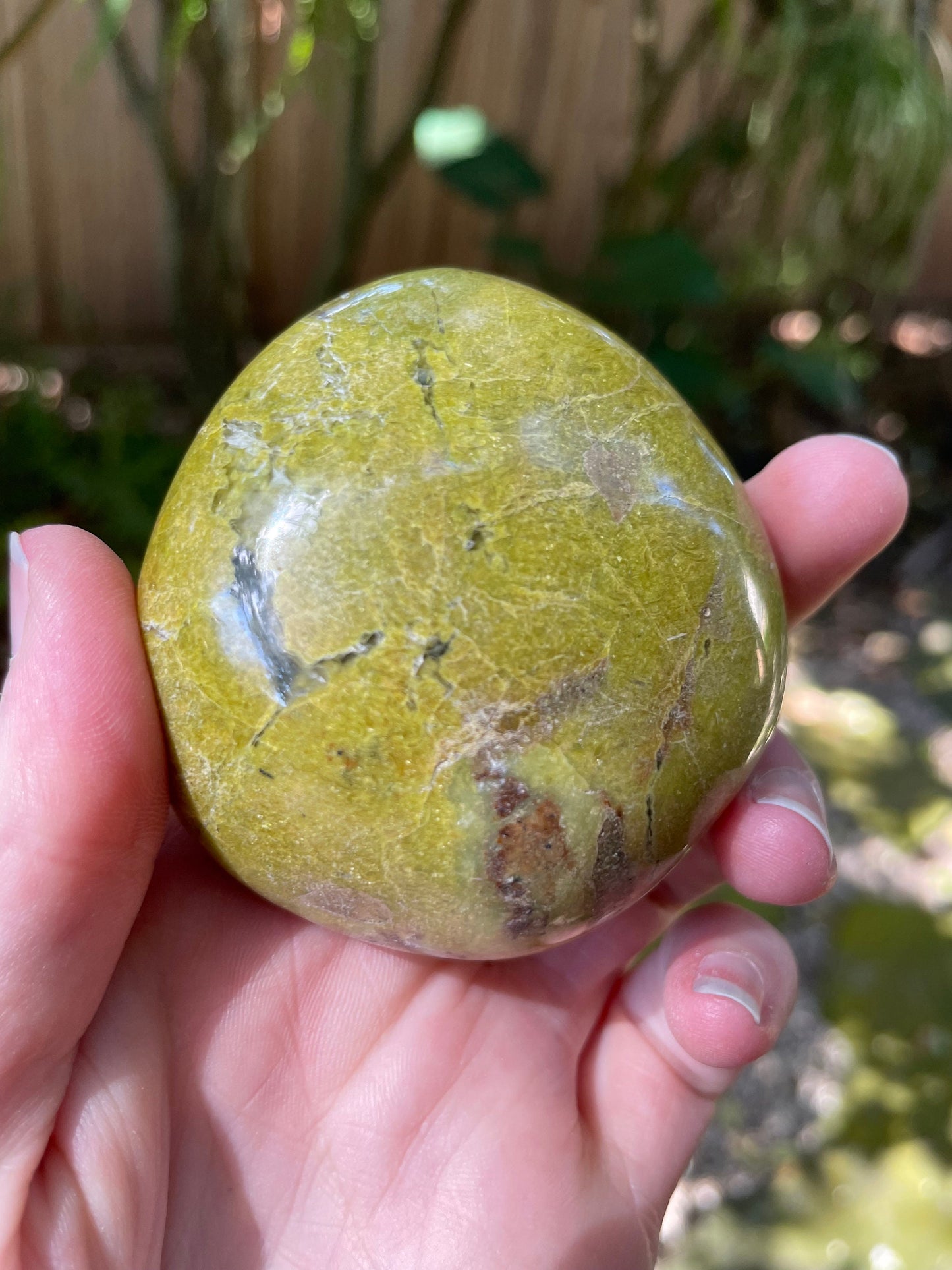 Polished Green Opal Palm Stone From Madagascar, Specimen 190g