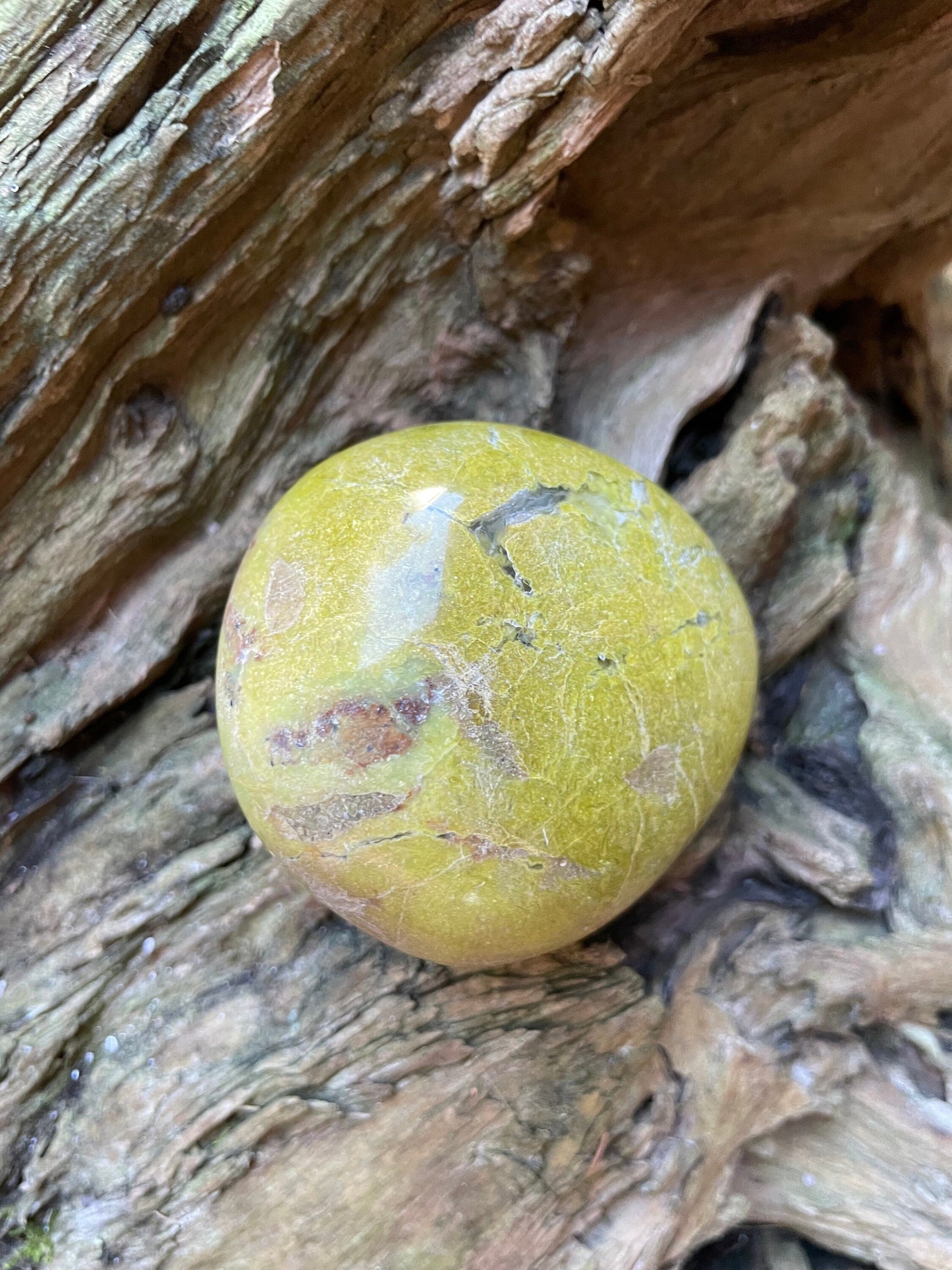 Polished Green Opal Palm Stone From Madagascar, Specimen 190g