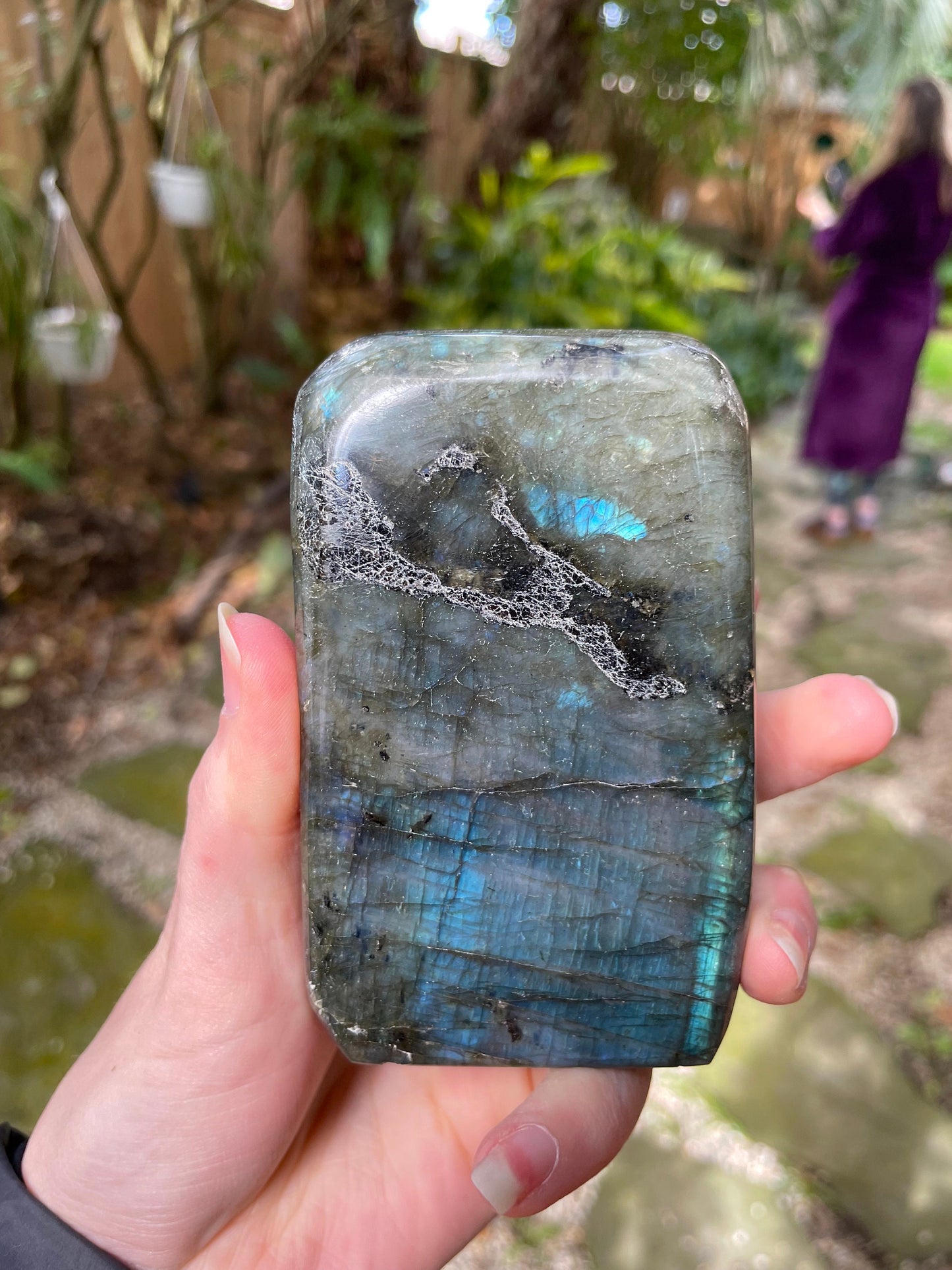 Large Polished Labradorite Freestanding Display Stone 600g 1lb 5.1o From Madagascar Great Flash!
