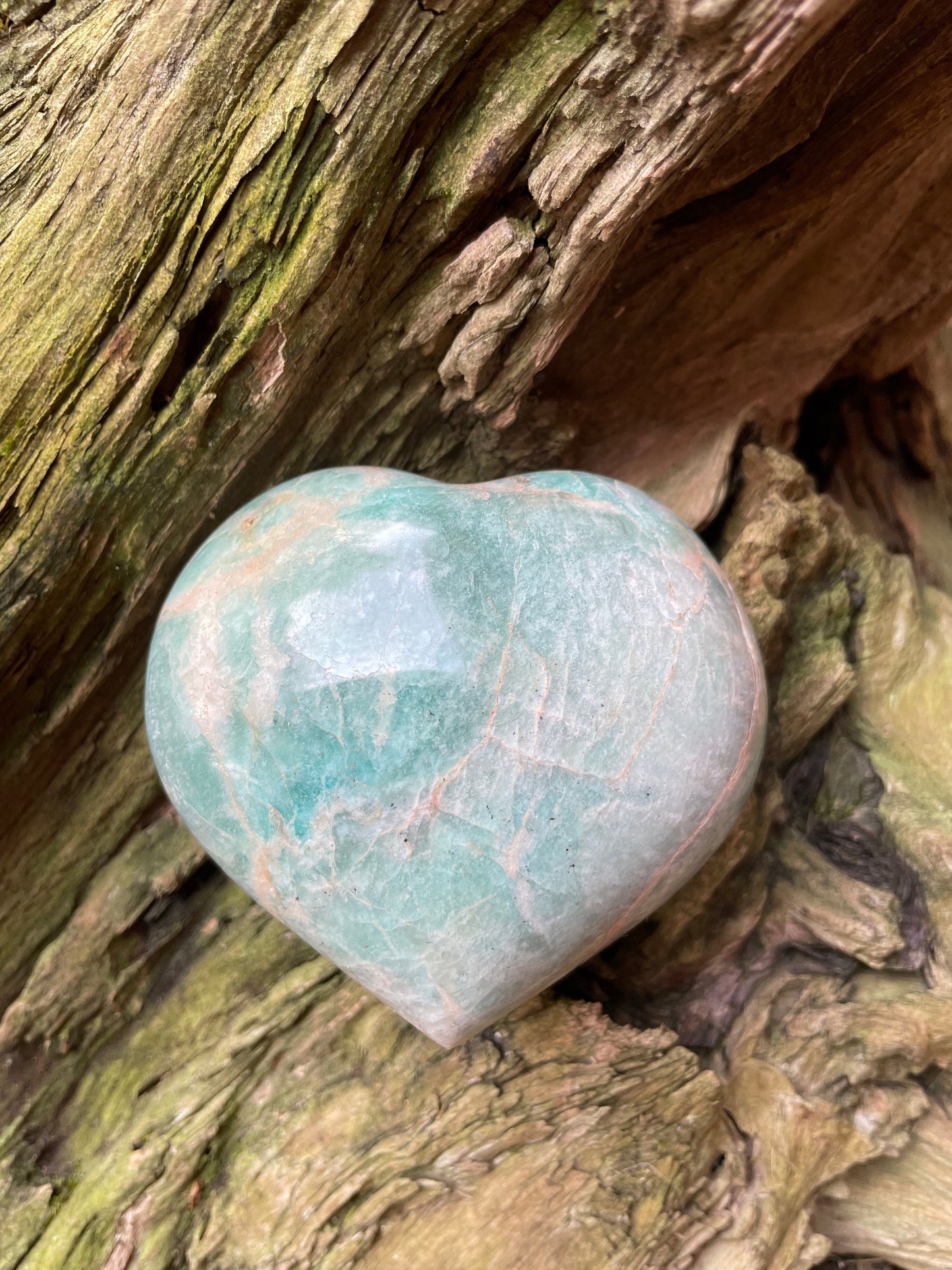 Blue Polished Amazonite Hearte 404g From Madagascar