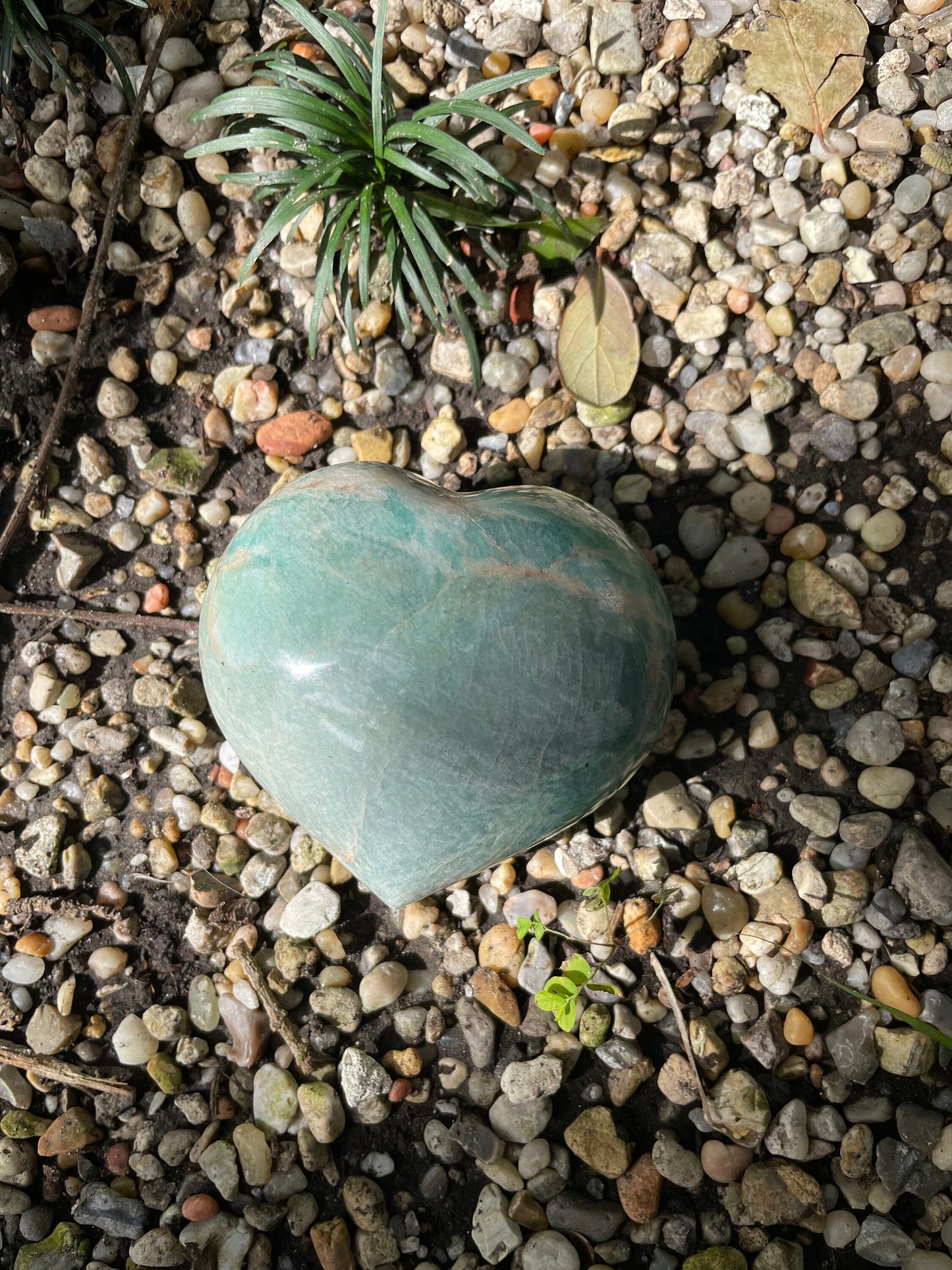 Blue Polished Amazonite Hearte 404g From Madagascar