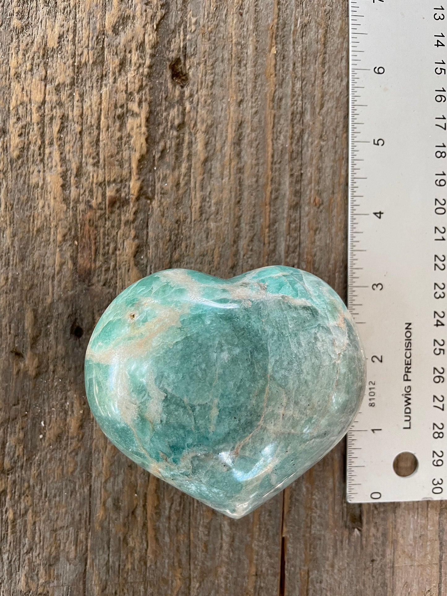 Blue Polished Amazonite Hearte 404g From Madagascar