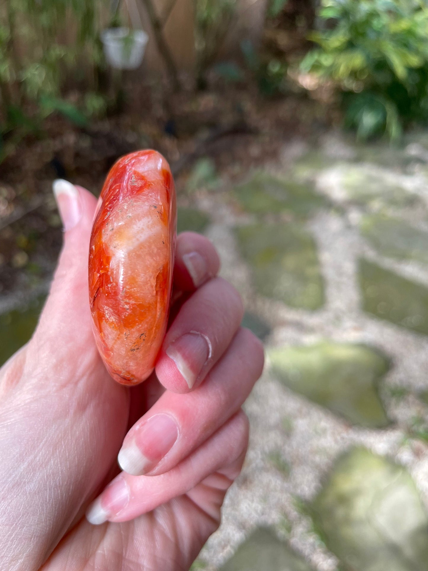 Carnelian Palm Stone Specimen 126.4g Specimen From Madagascar