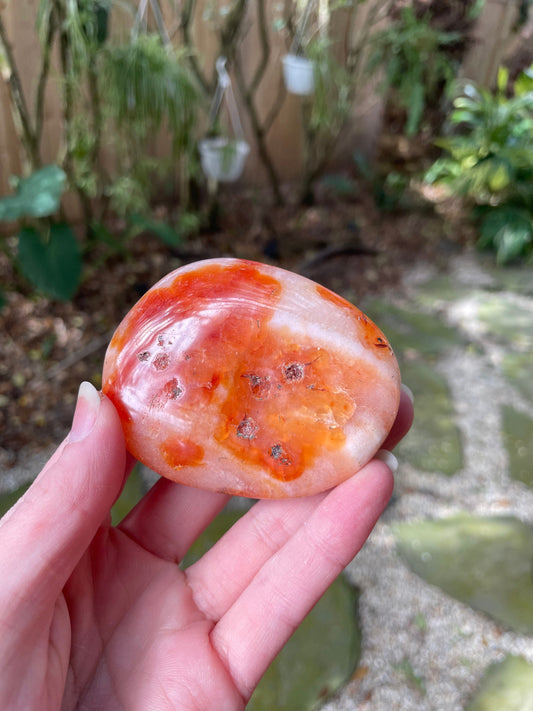 Carnelian Palm Stone Specimen 126.4g Specimen From Madagascar