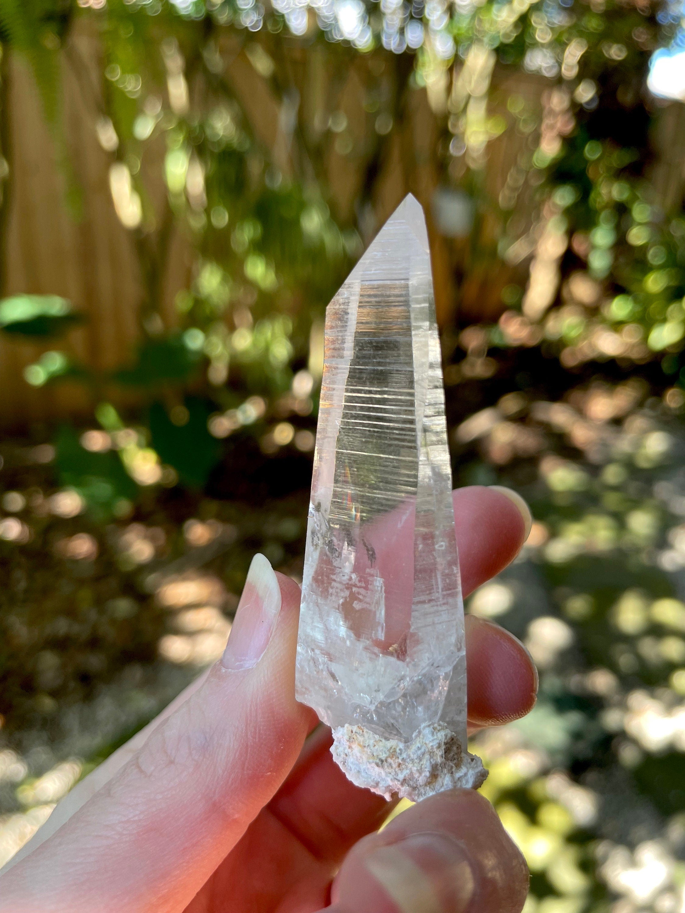 Outlet Stunning Columbian Lemurian Optical Quartz Point with Phantom Specimen 47.3g Mineral Crystal