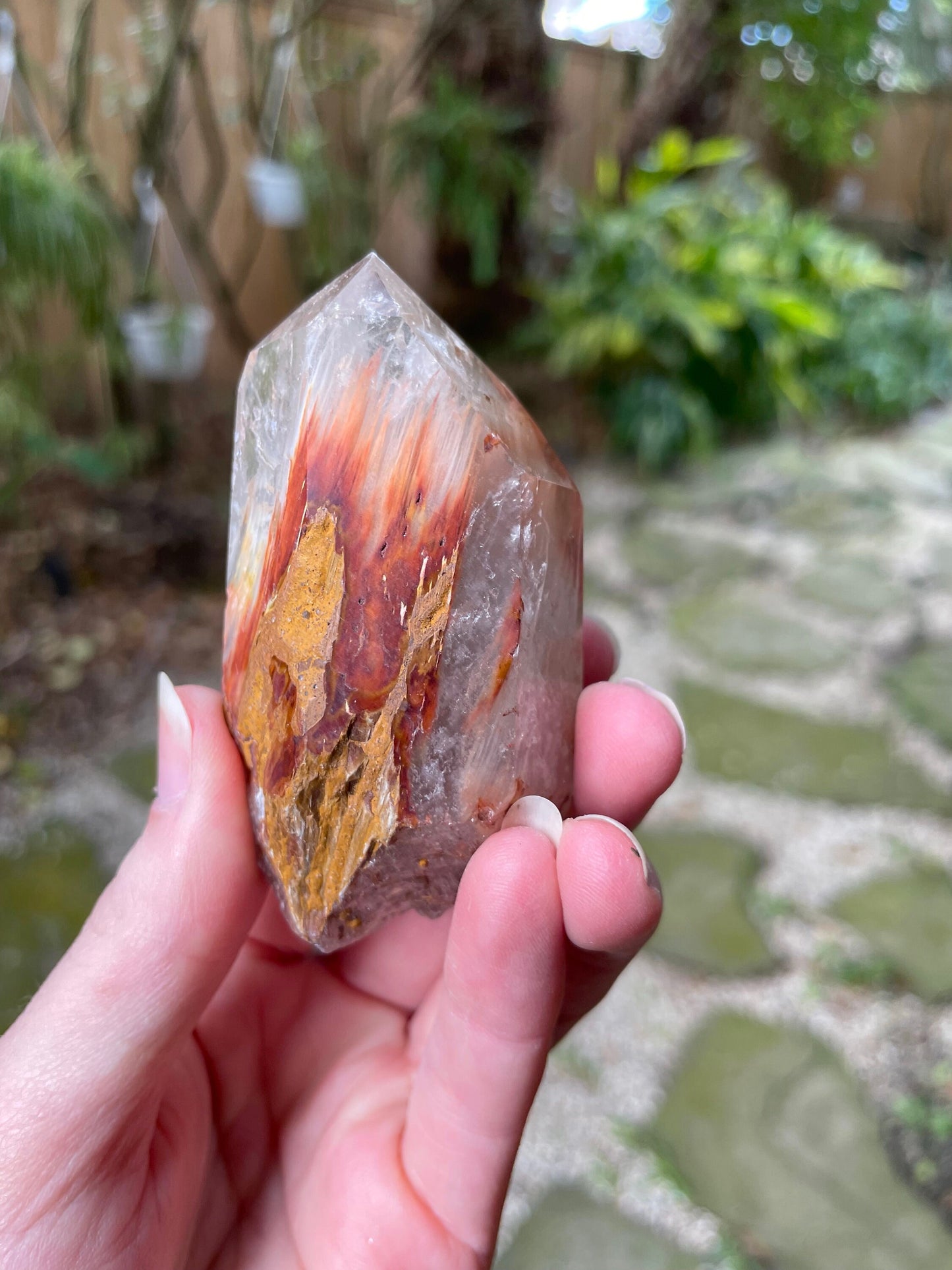 Rare Amphibole/Angel Phantom Quartz polished specimen 107.4g Crystal Mineral