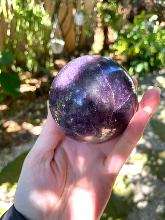 Polished Lepidolite Sphere From Madagascar 556g 1lb 3.6oz Specimen 74mm 2.8"