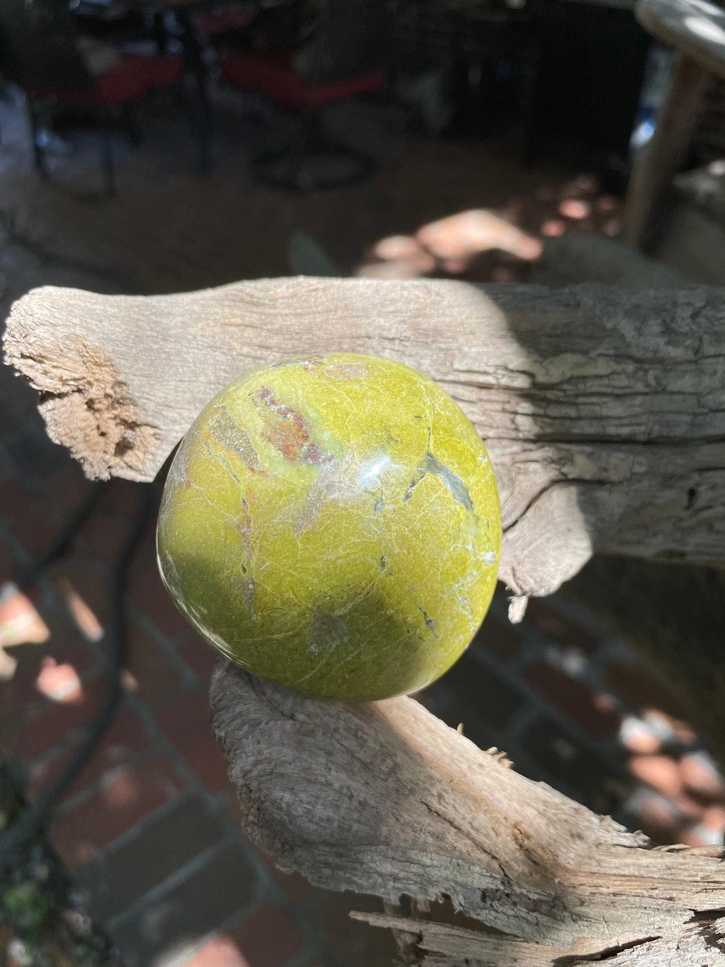 Polished Green Opal Palm Stone From Madagascar, Specimen 190g