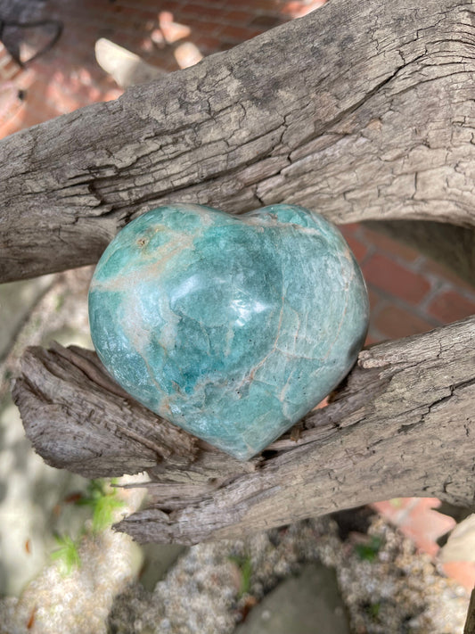 Blue Polished Amazonite Hearte 404g From Madagascar