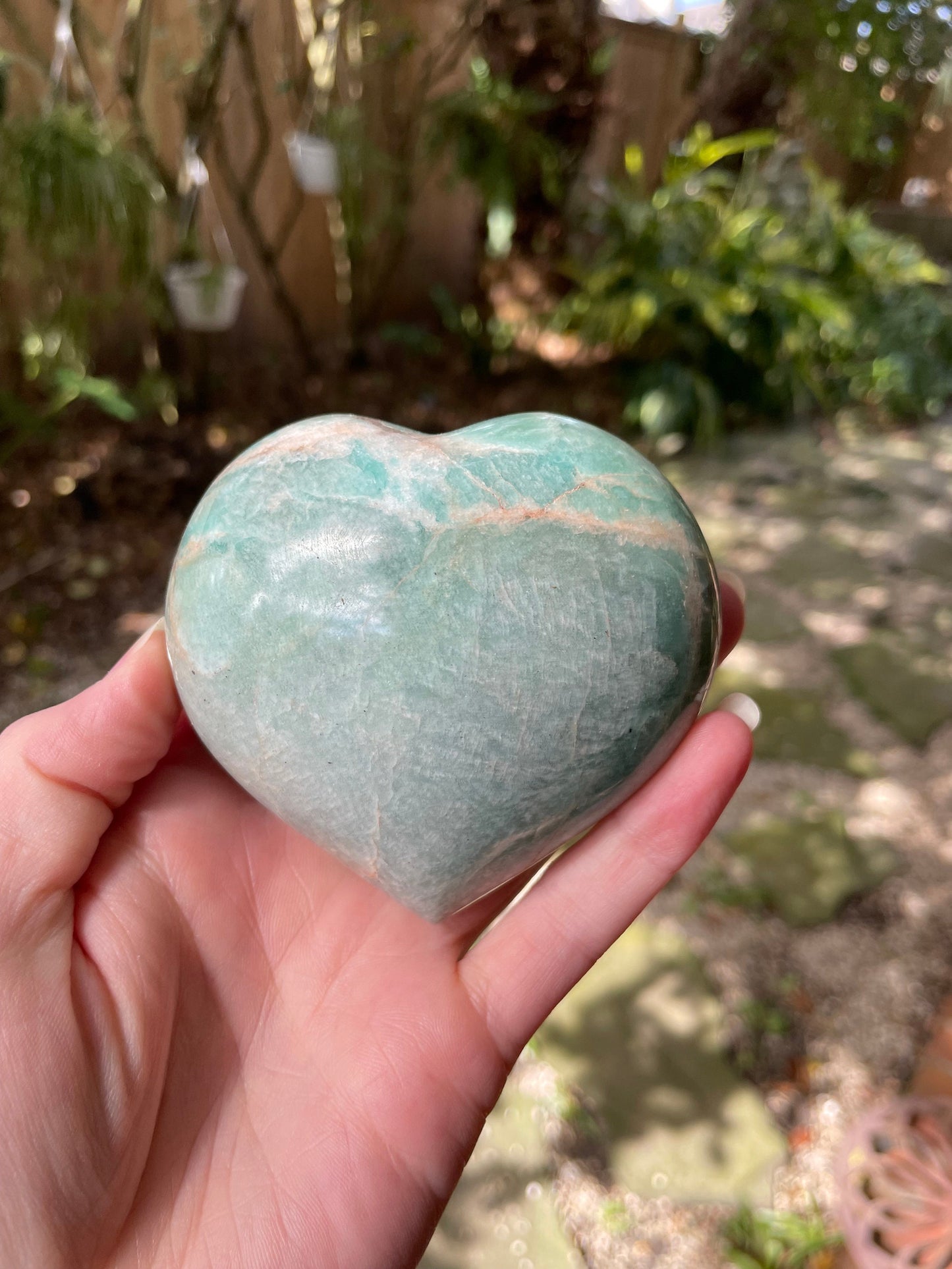 Blue Polished Amazonite Hearte 404g From Madagascar