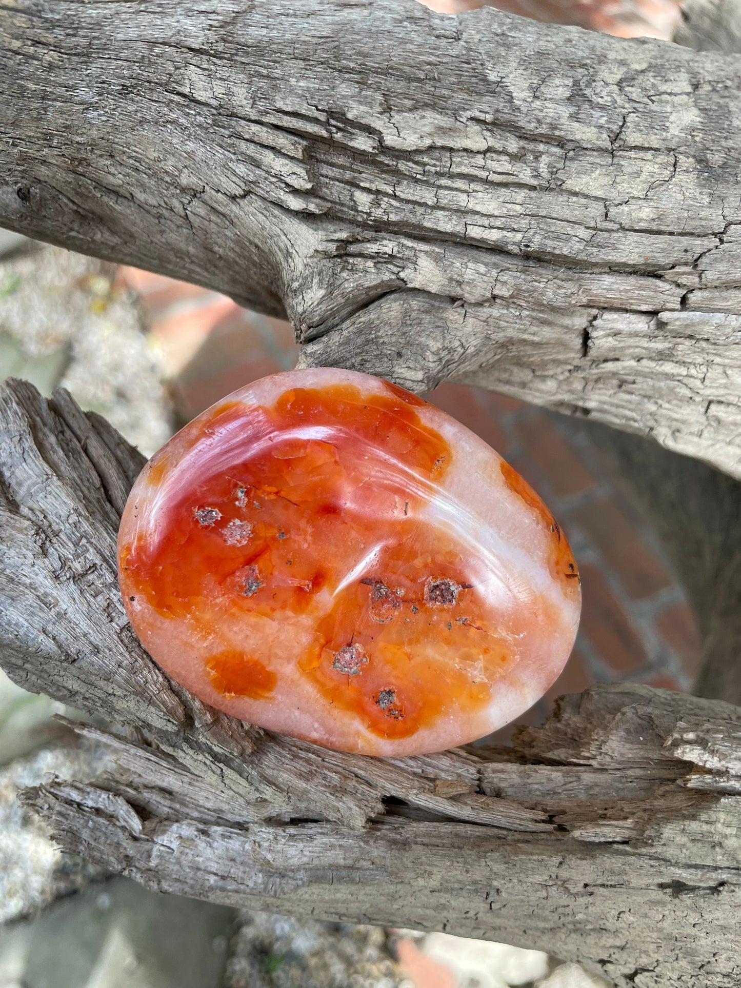 Carnelian Palm Stone Specimen 126.4g Specimen From Madagascar