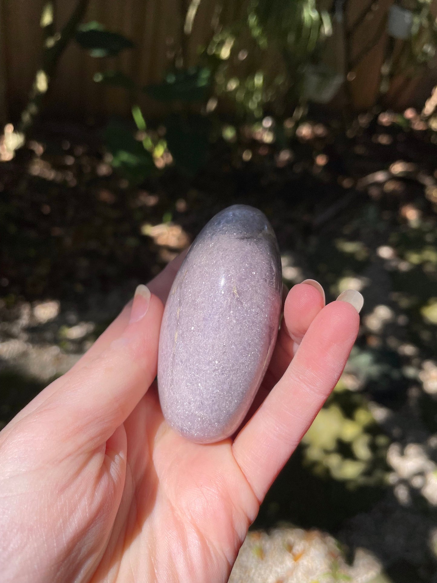 Purple Lepidolite Palm Stone Specimen 210g From Madagascar Mineral Crystal