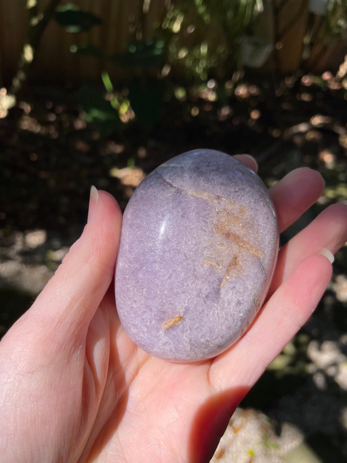 Purple Lepidolite Palm Stone Specimen 210g From Madagascar Mineral Crystal