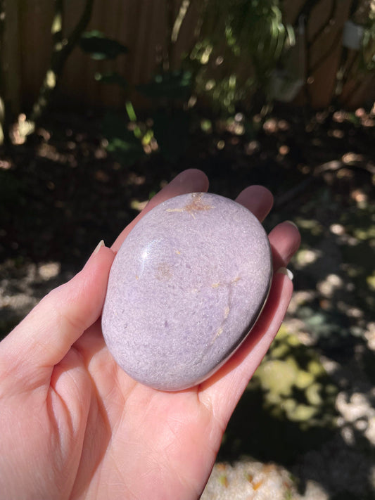 Purple Lepidolite Palm Stone Specimen 210g From Madagascar Mineral Crystal