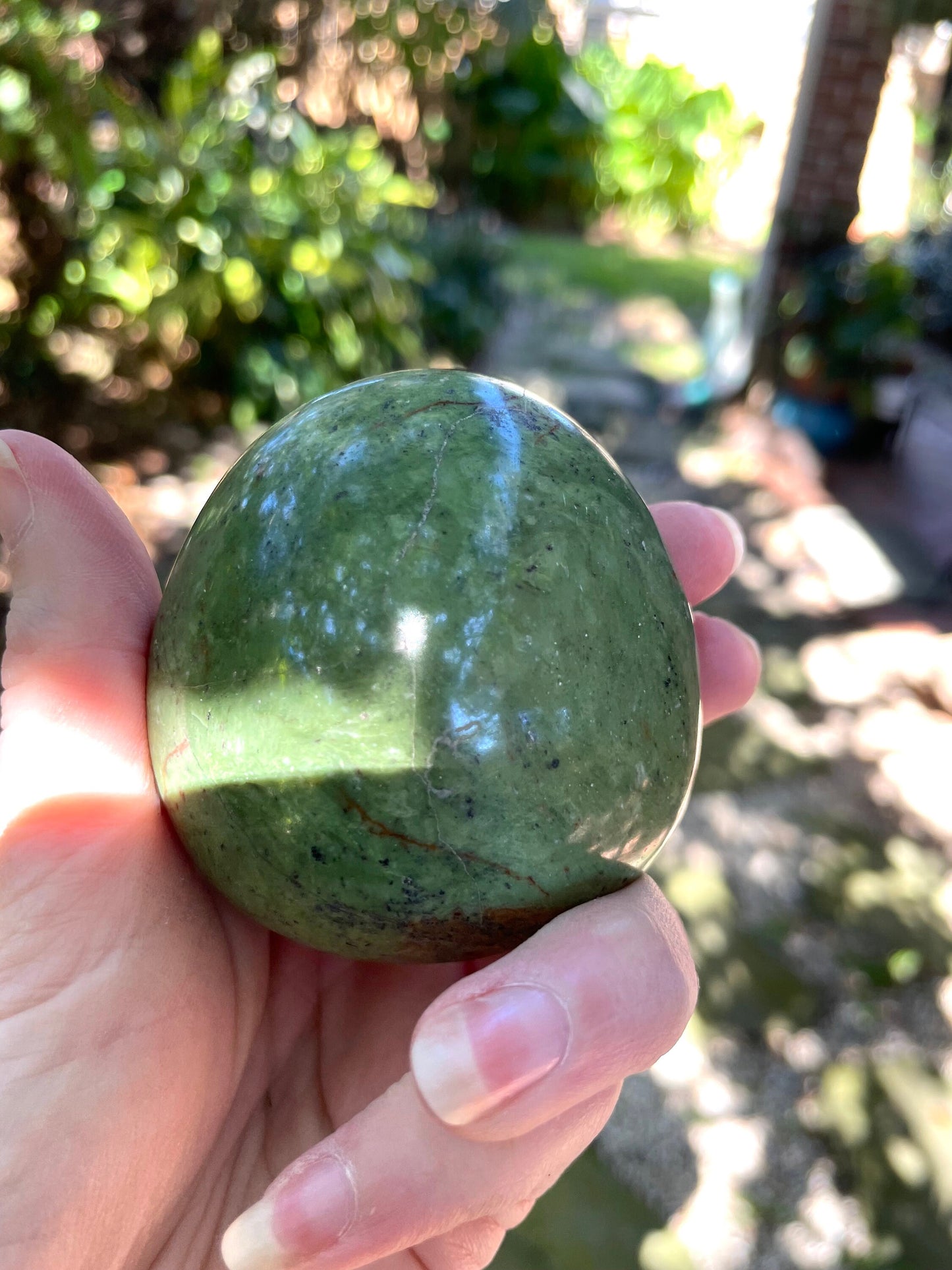 Polished Green Chrysocolla Palm Stone From Madagascar, Specimen 204.9g