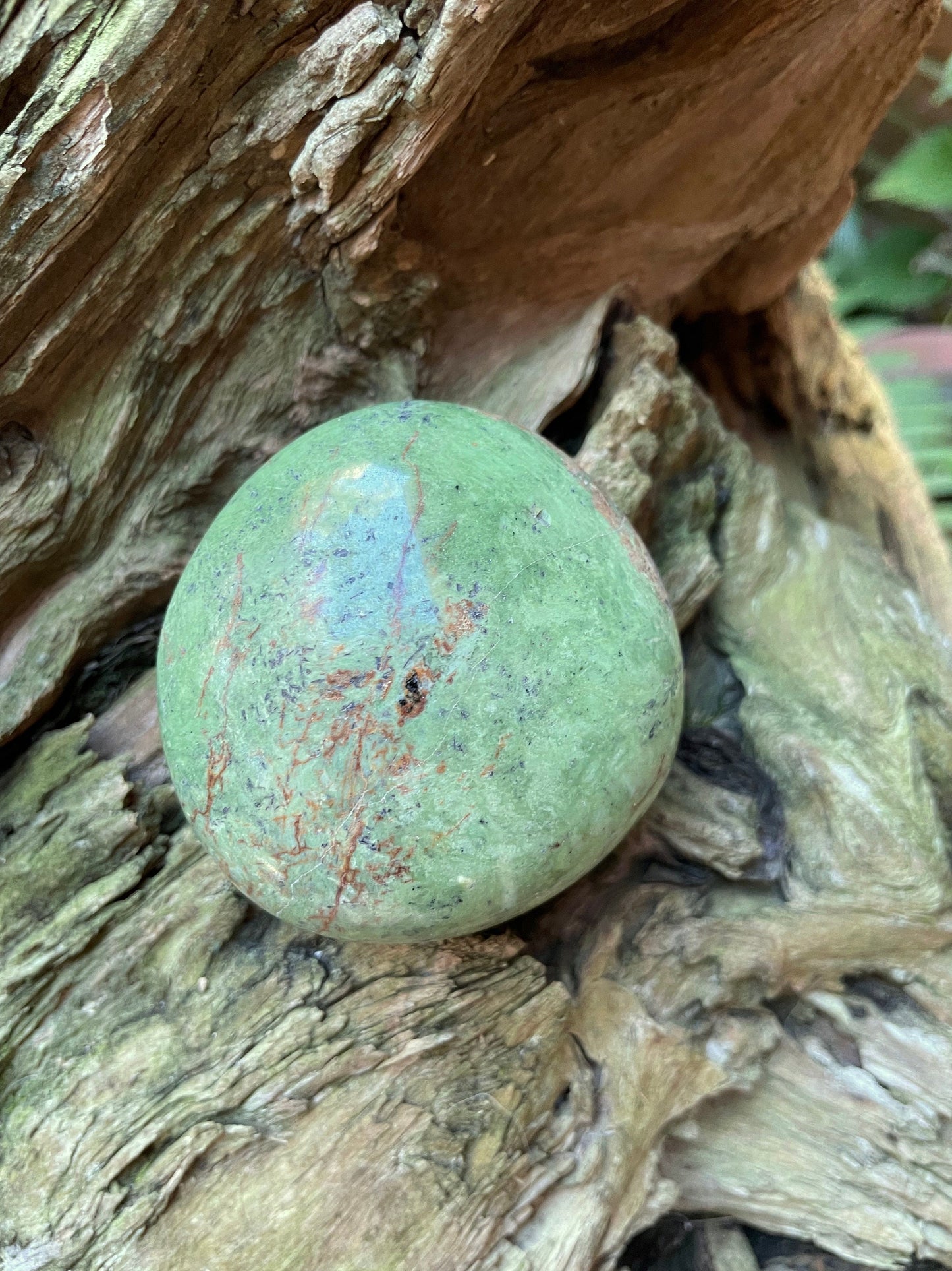 Polished Green Chrysocolla Palm Stone From Madagascar, Specimen 204.9g