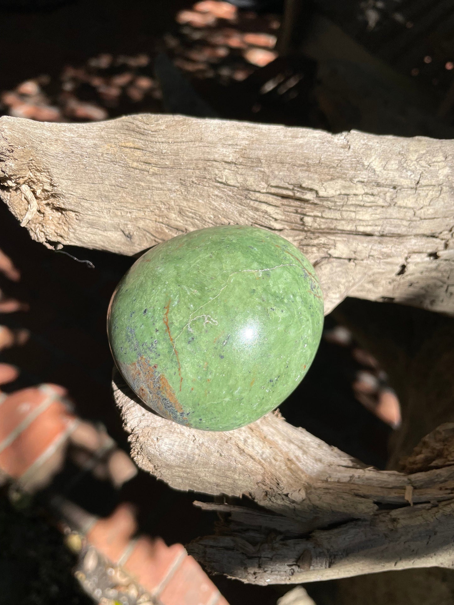 Polished Green Chrysocolla Palm Stone From Madagascar, Specimen 204.9g