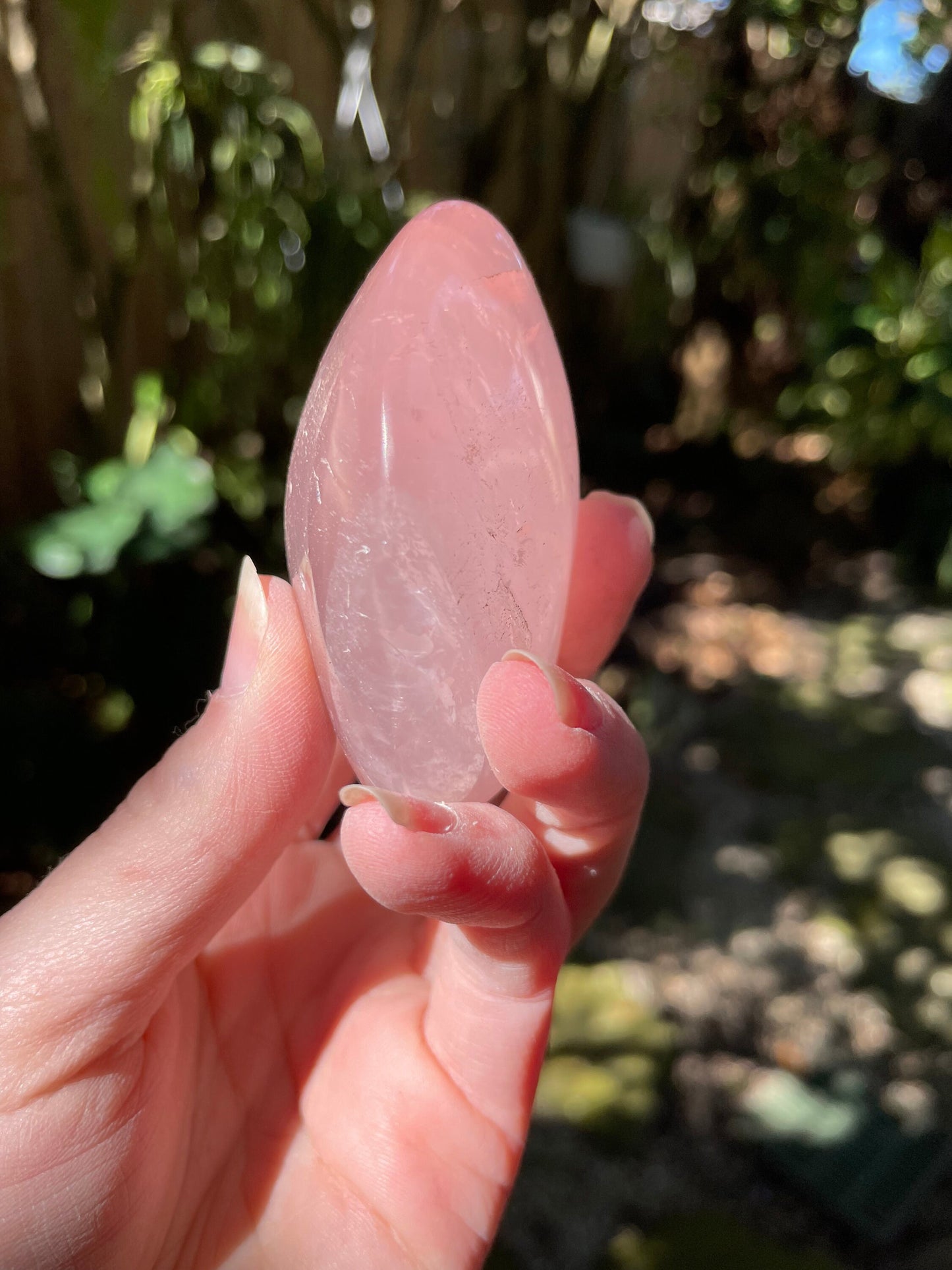 Polished Rose Quartz Palm Stone From Madagascar 148.3g Specimen