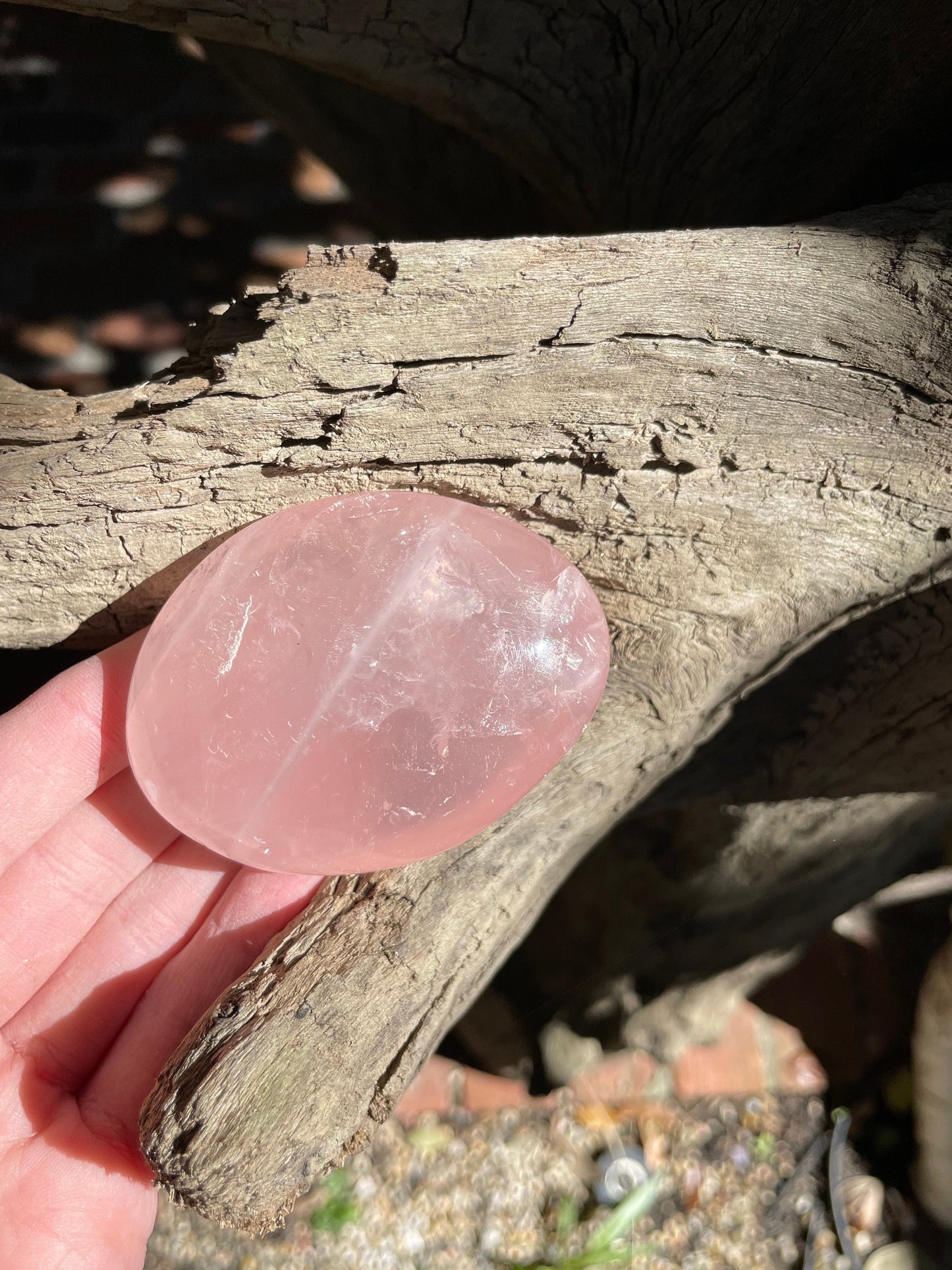 Polished Rose Quartz Palm Stone From Madagascar 148.3g Specimen