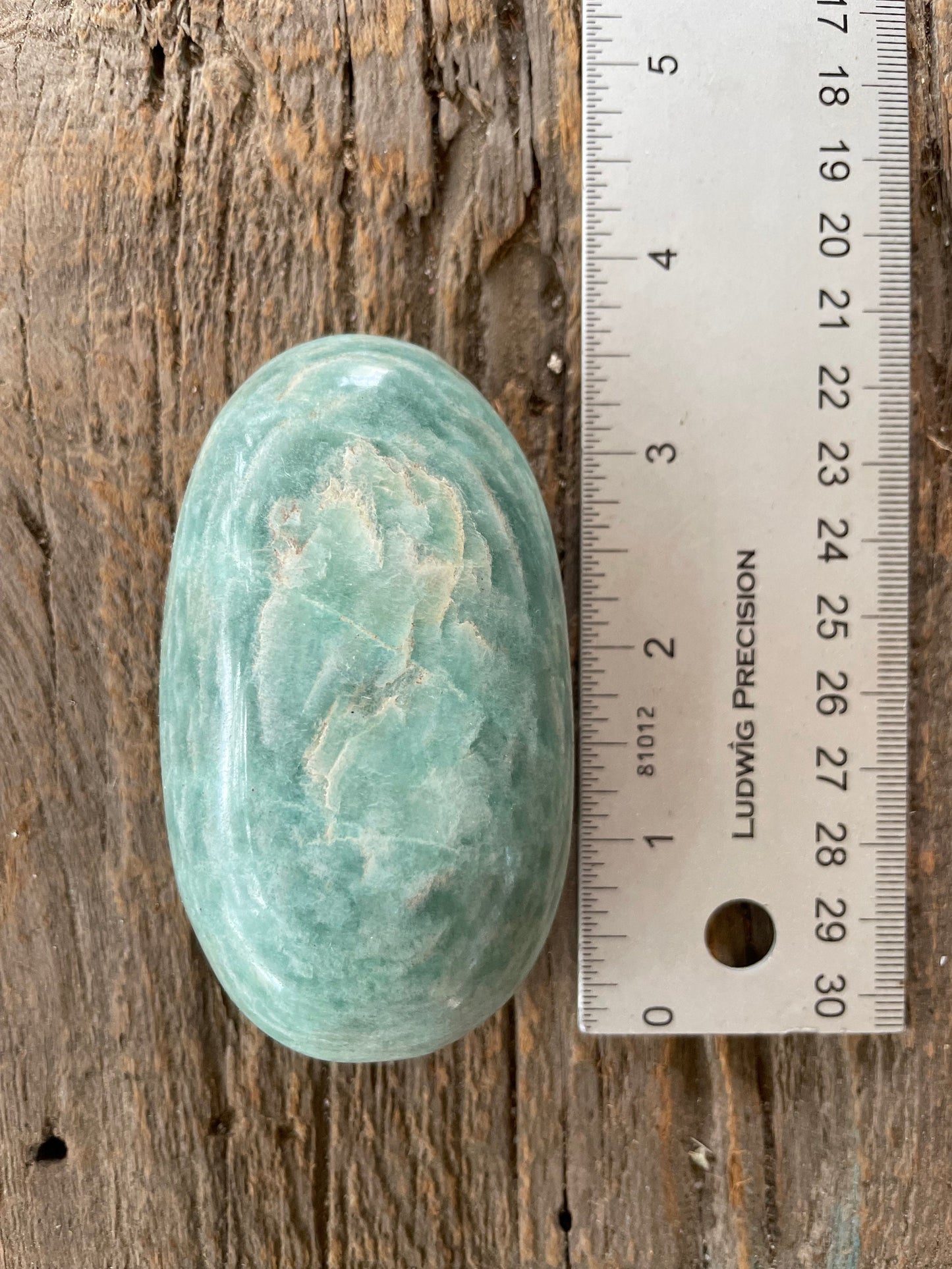 Medium Blue Polished Amazonite Palm Stone 200g From Madagascar