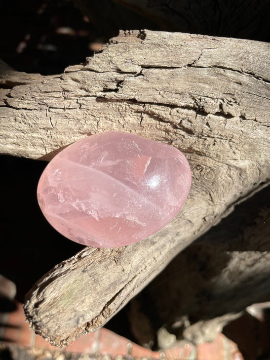 Polished Rose Quartz Palm Stone From Madagascar 148.3g Specimen