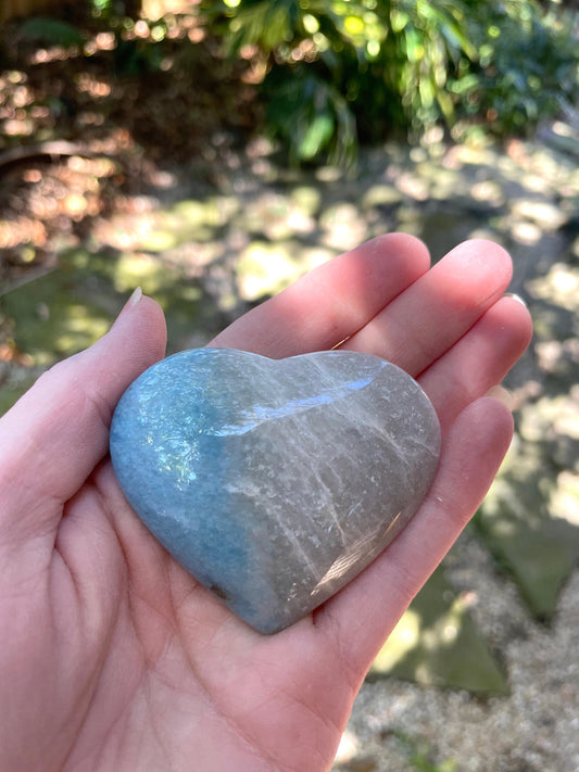 Polished Trolleite Heart  Specimen Blue Quartz From Brazil 44.6g