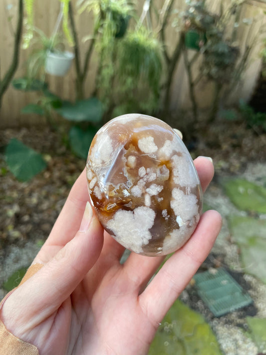 Flower Agate chalcedony Palm Stone Specimen 138.2g from Madagascar Mineral Crystal