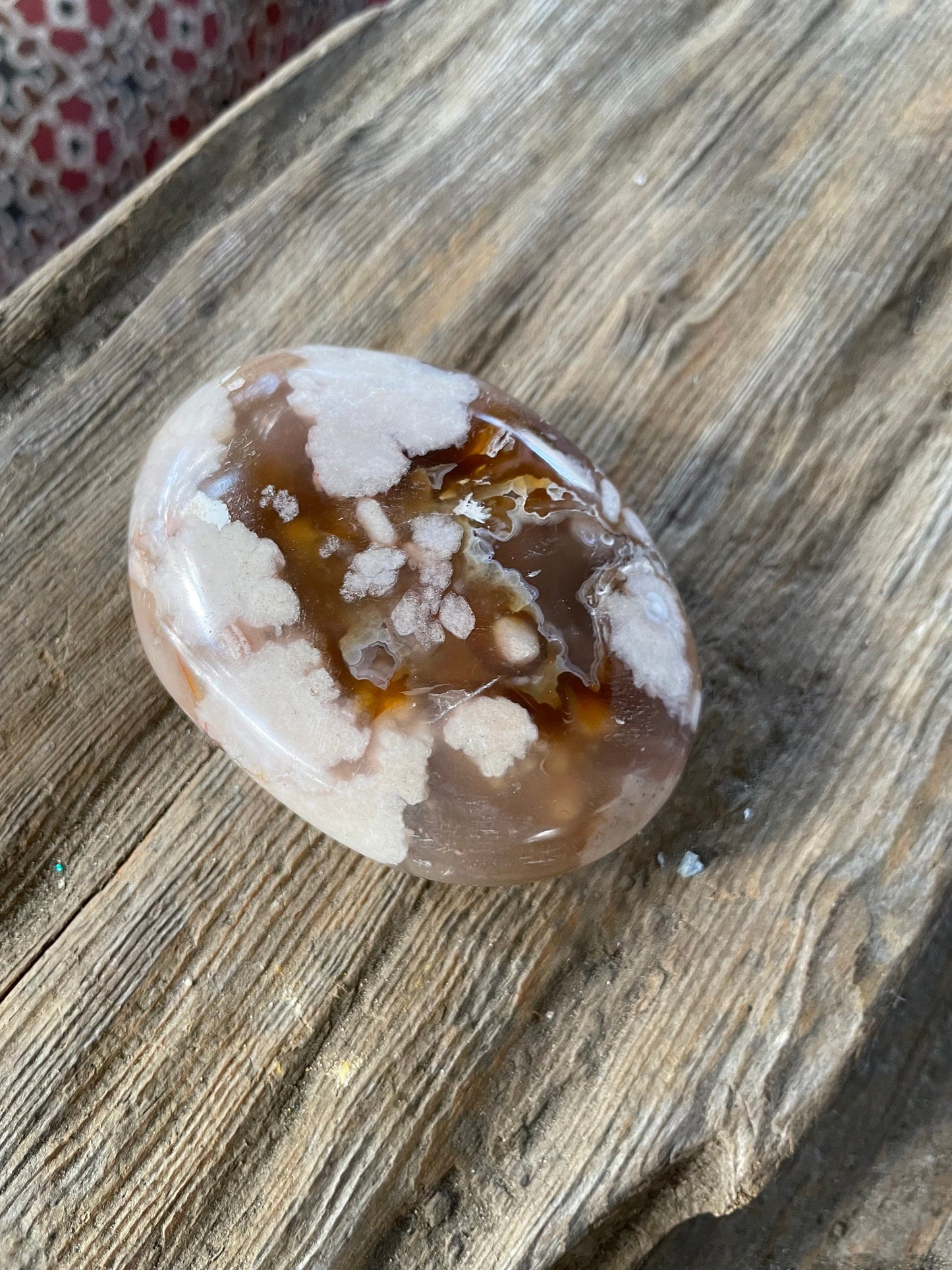 Flower Agate chalcedony Palm Stone Specimen 138.2g from Madagascar Mineral Crystal