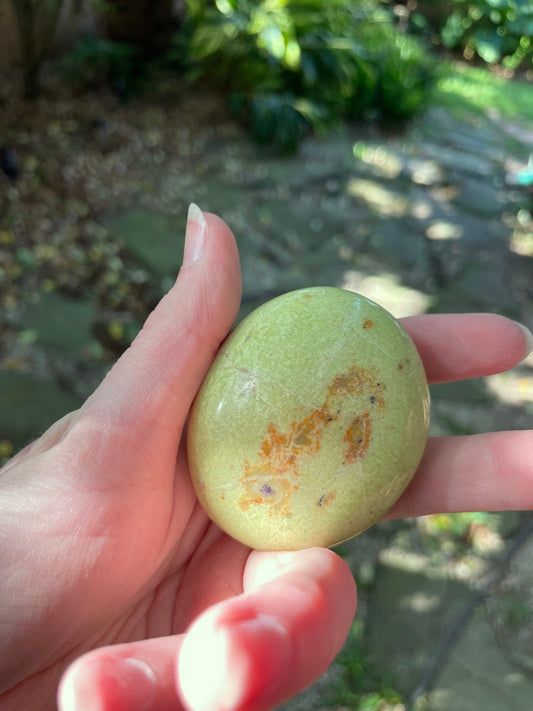 Polished Green Opal Palm Stone From Madagascar, Specimen 94g