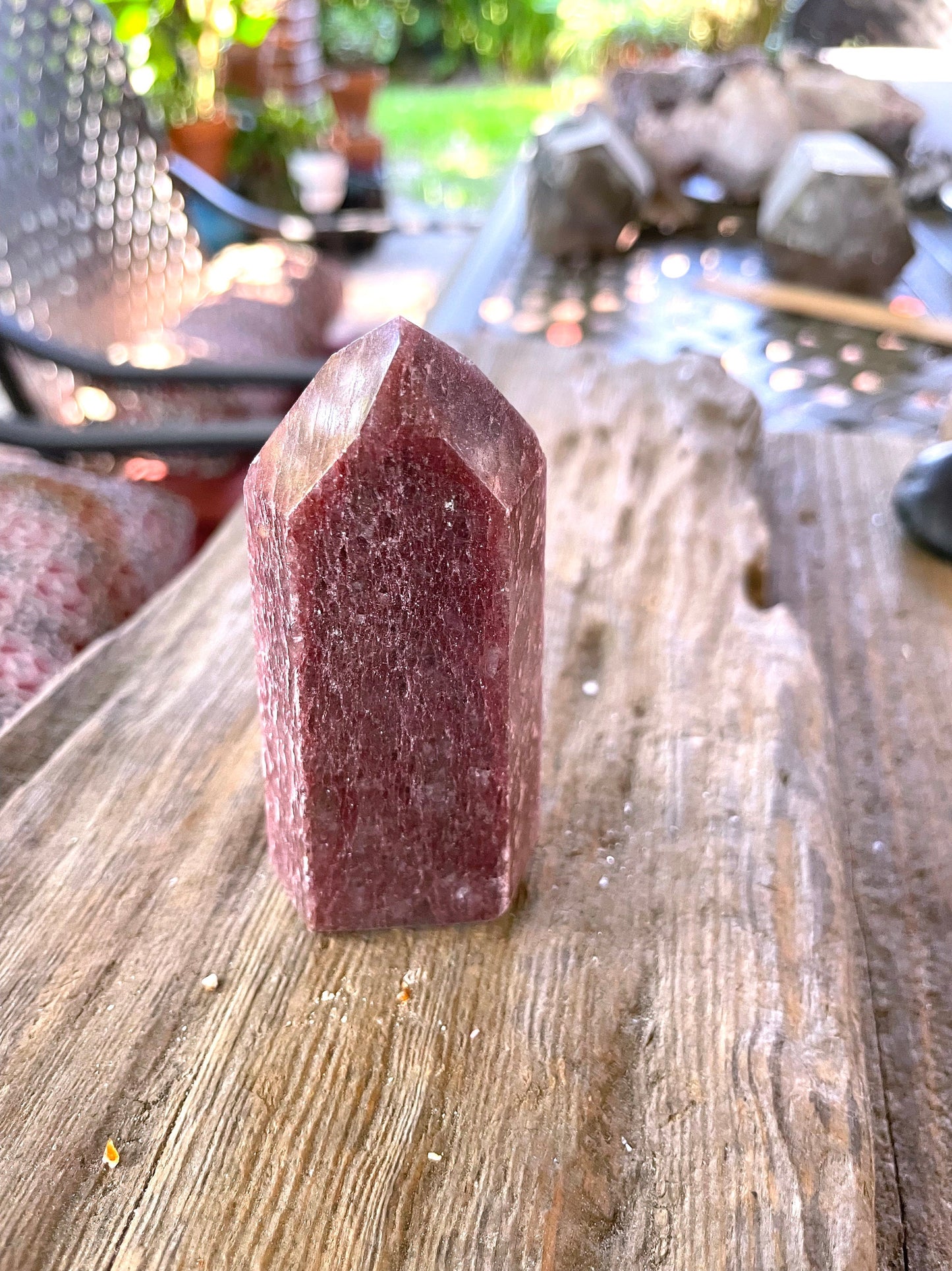 Red Aventurine/Hematite Included Quartz 172.4g Polished Point Specimen From Brazil