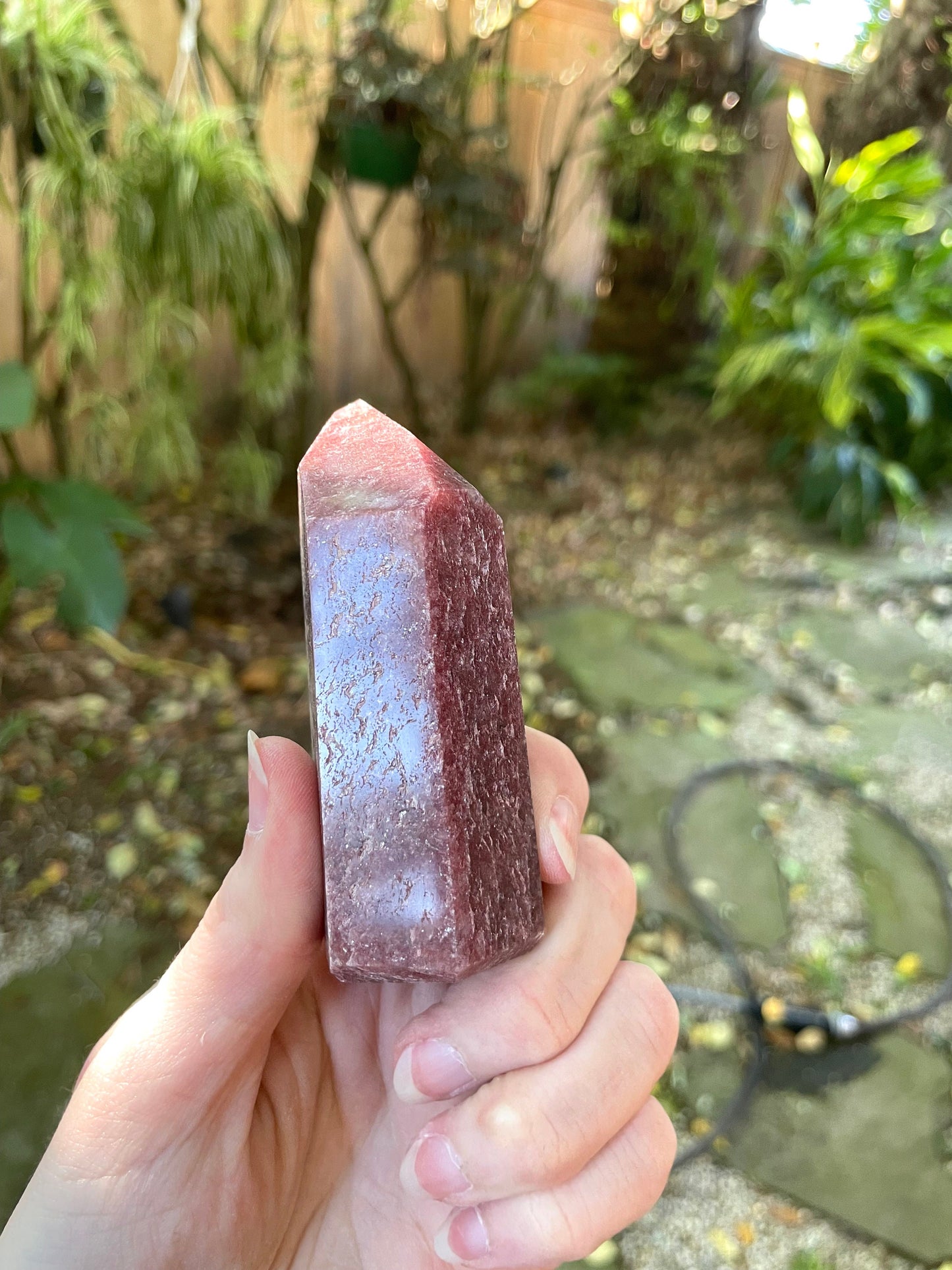 Red Aventurine/Hematite Included Quartz 172.4g Polished Point Specimen From Brazil