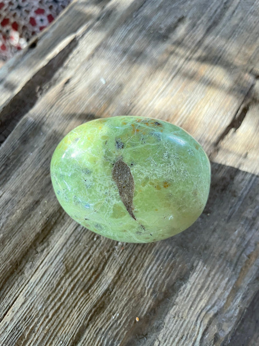 Polished Green Opal Palm Stone From Madagascar, Specimen 107.5g Crystal Mineral