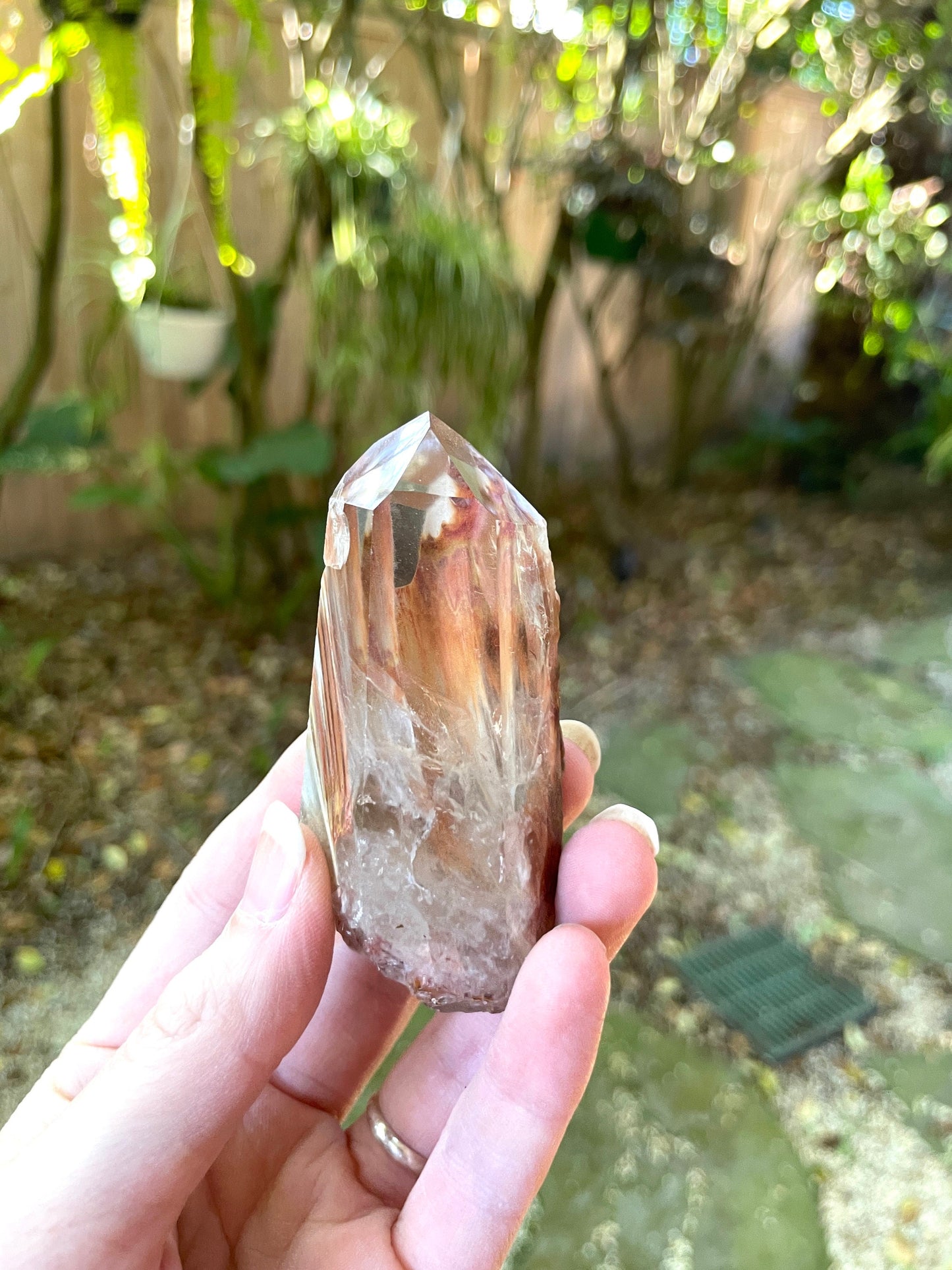 Rare Amphibole/Angel Phantom Quartz polished specimen 83.6g Crystal Mineral