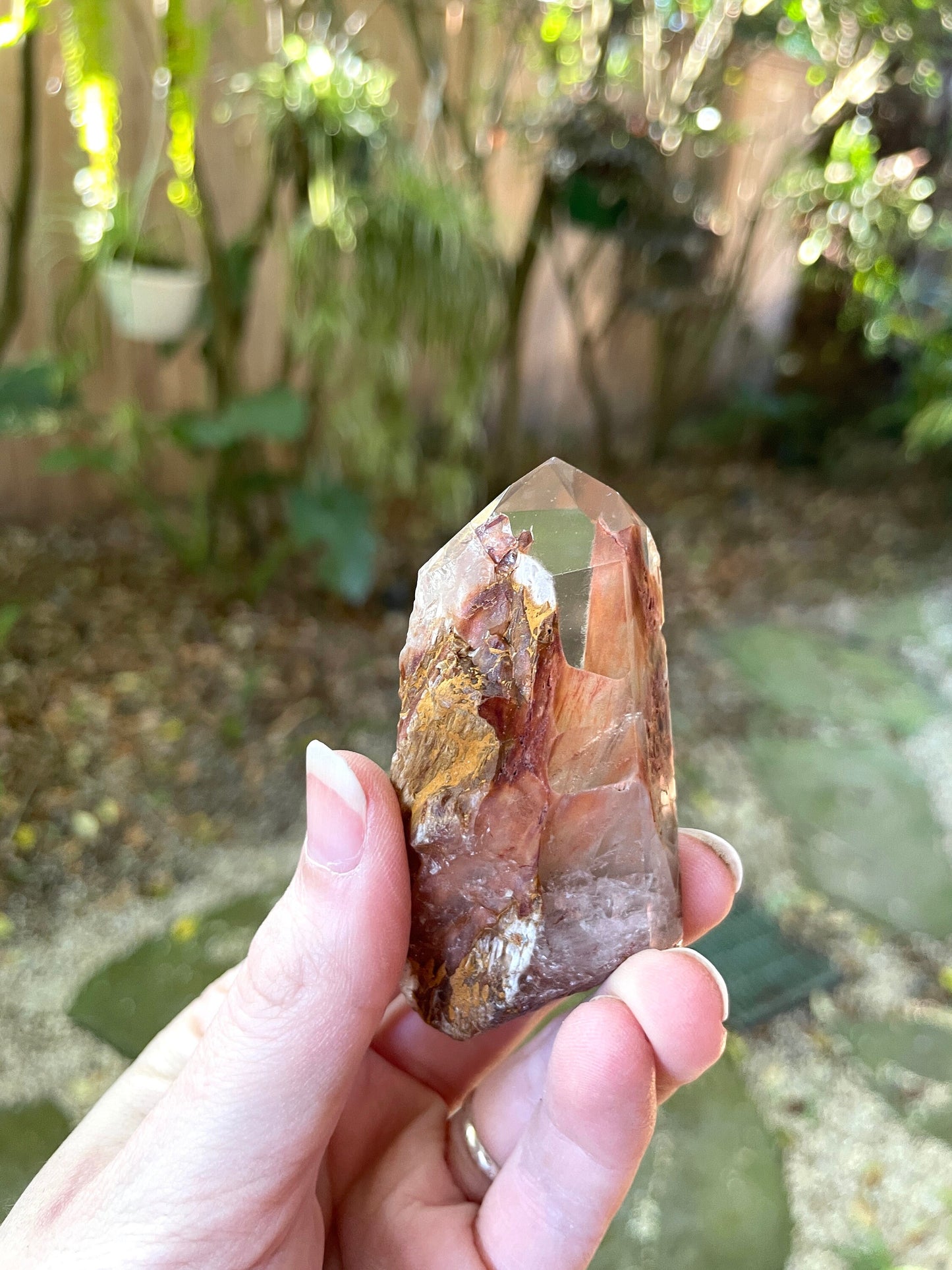 Rare Amphibole/Angel Phantom Quartz polished specimen 83.6g Crystal Mineral