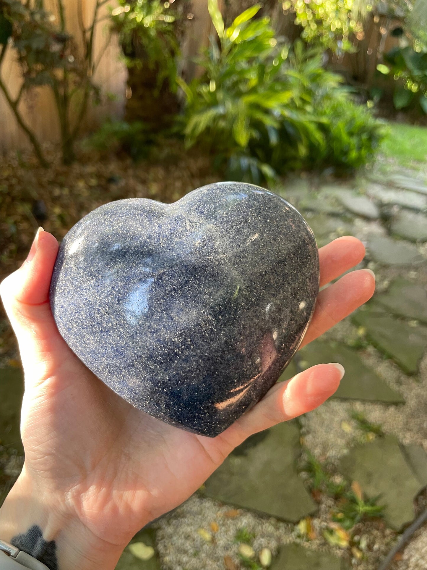 Large Beautiful Blue Polished Lazulite Heart From Madagascar 690g Specimen