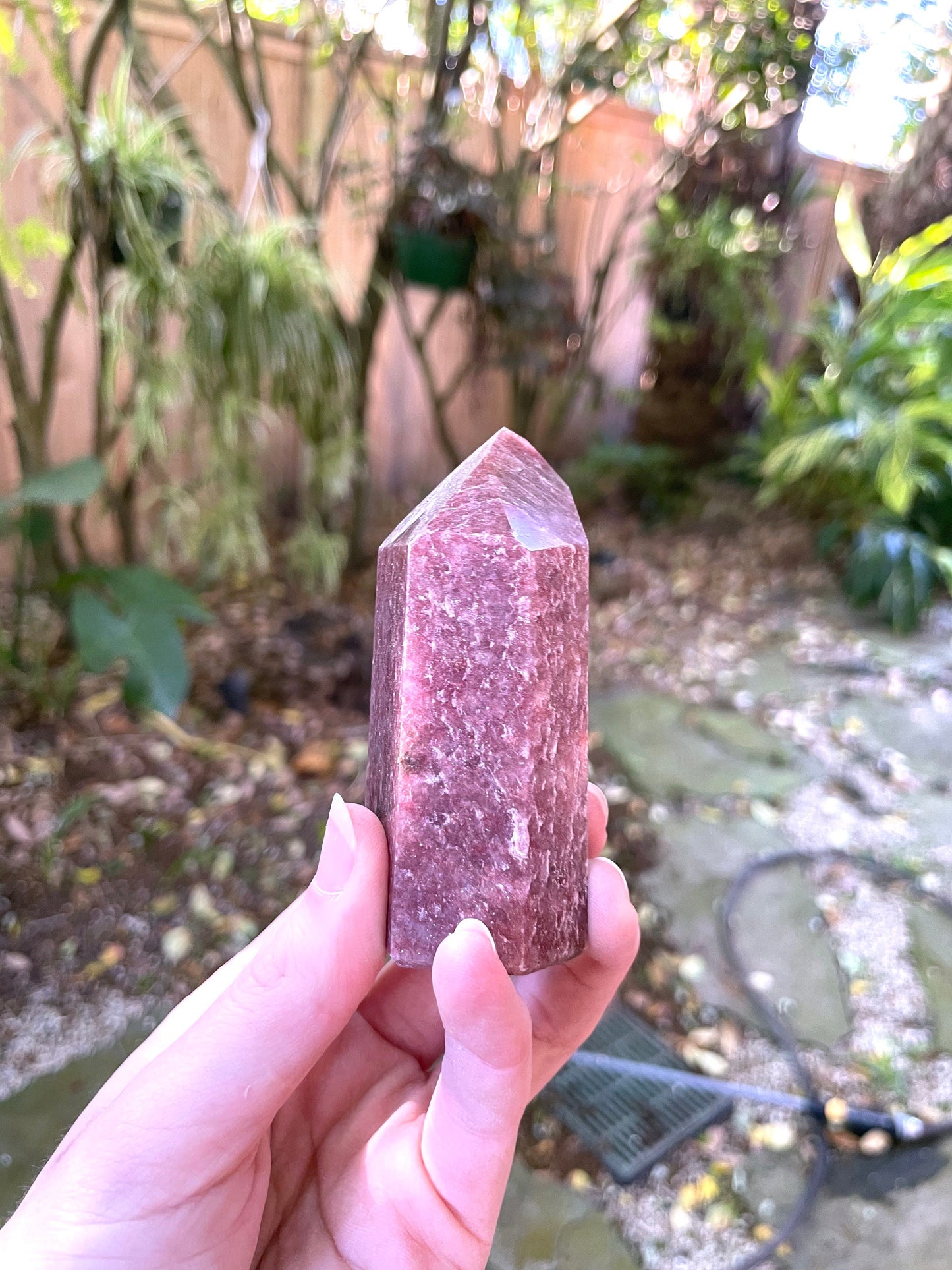 Red Aventurine/Hematite Included Quartz 172.4g Polished Point Specimen From Brazil