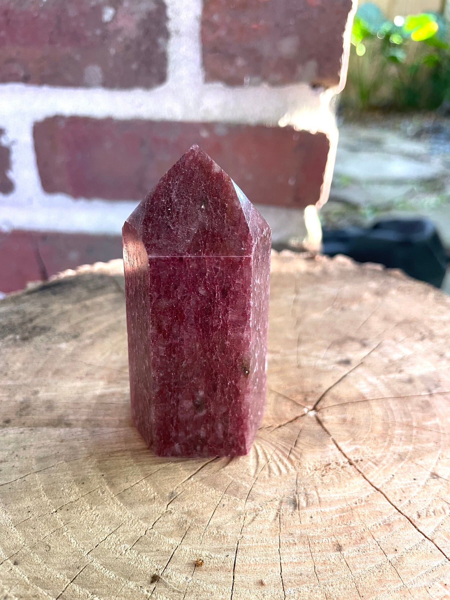 Red Aventurine/Hematite Included Quartz 172.4g Polished Point Specimen From Brazil