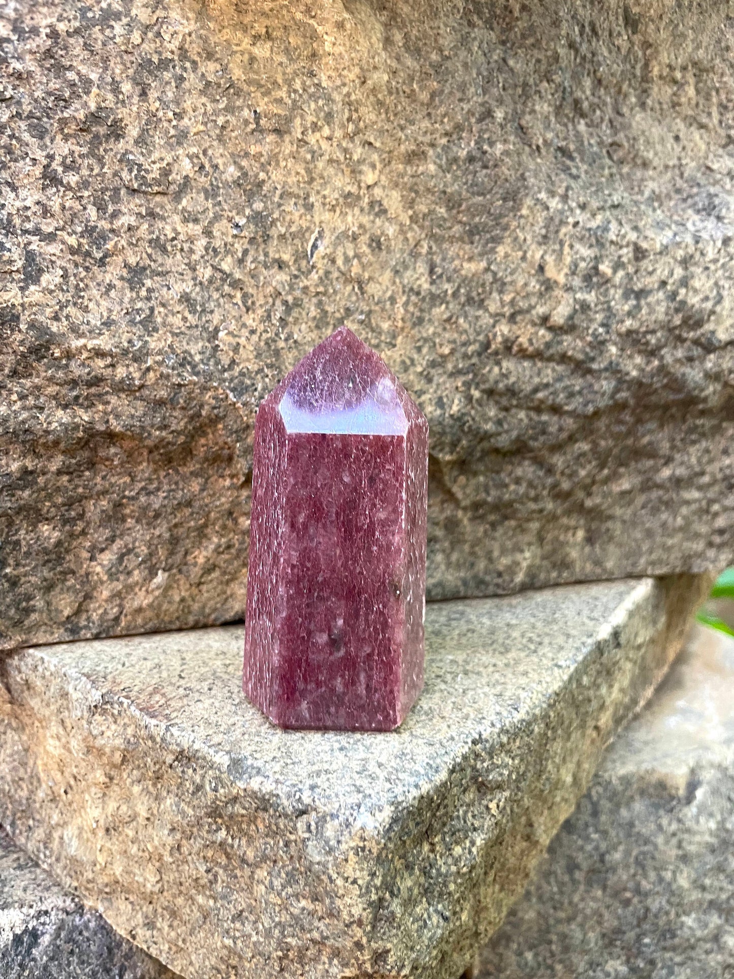 Red Aventurine/Hematite Included Quartz 172.4g Polished Point Specimen From Brazil