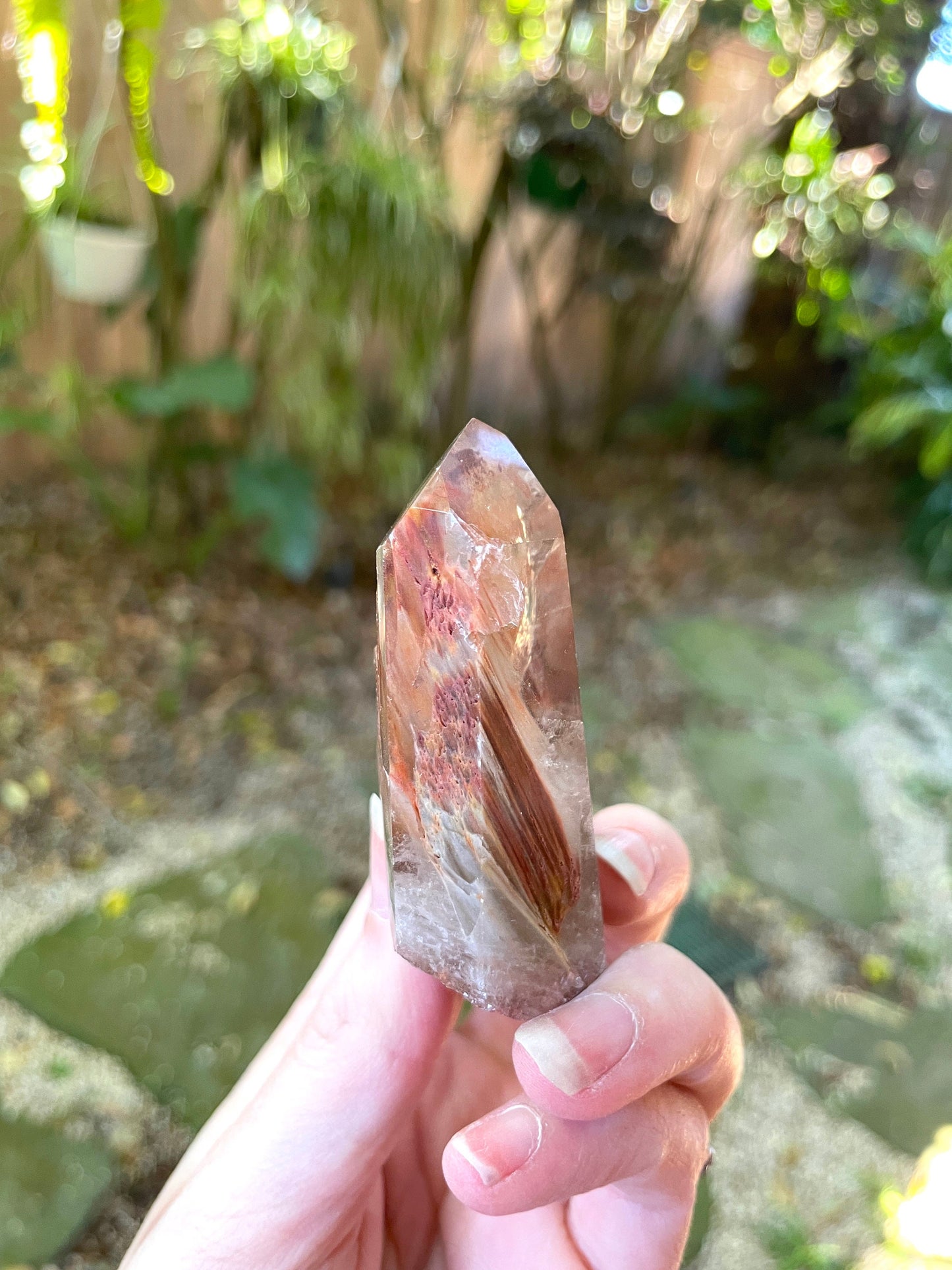 Rare Amphibole/Angel Phantom Quartz polished specimen 83.6g Crystal Mineral