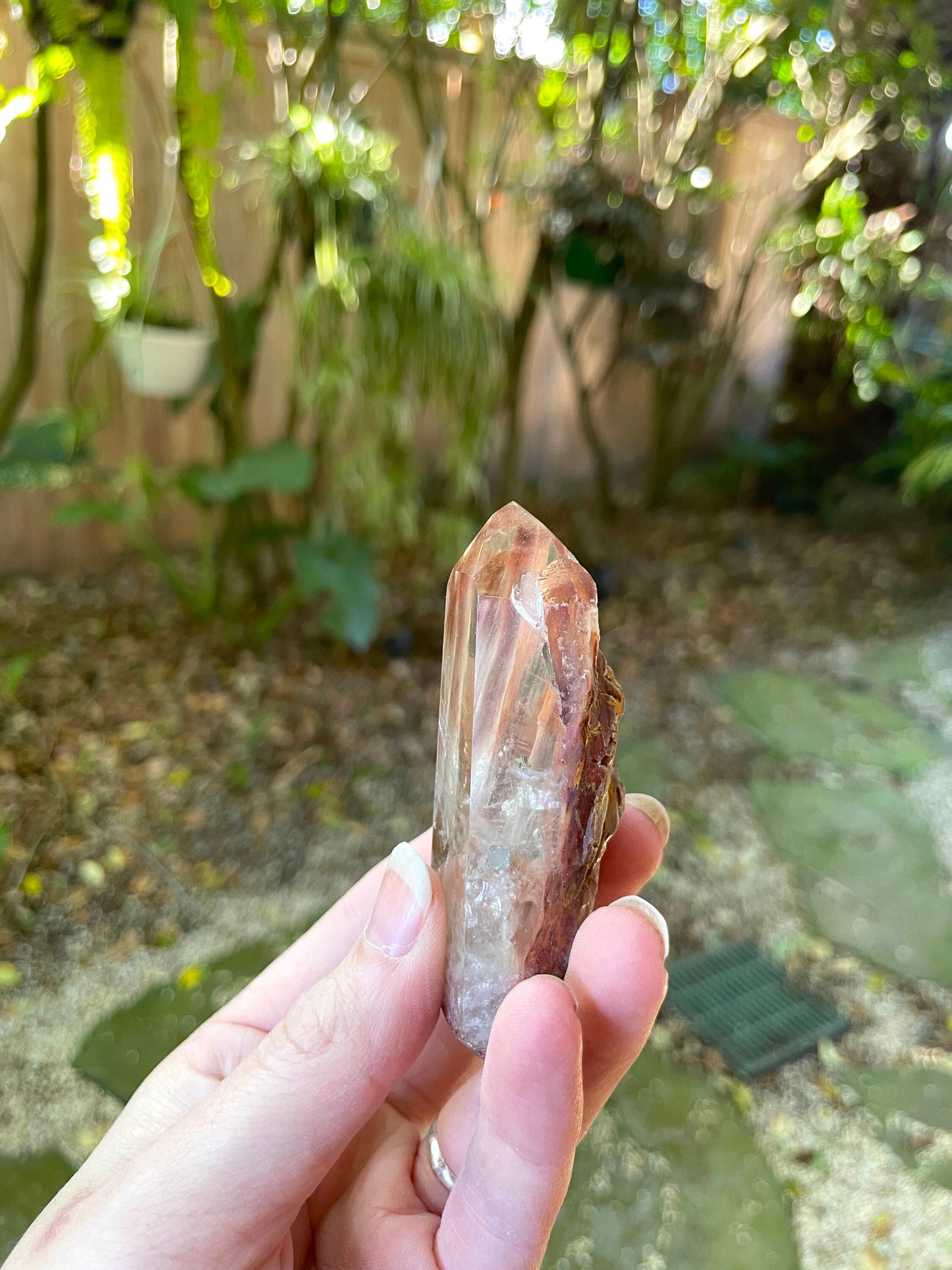 Rare Amphibole/Angel Phantom Quartz polished specimen 83.6g Crystal Mineral