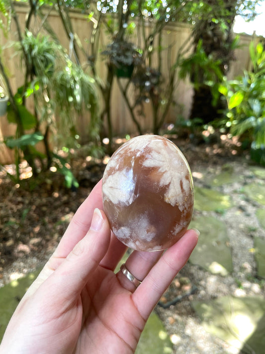 Flower Agate chalcedony Palm Stone Specimen 150g from Madagascar Mineral Crystal